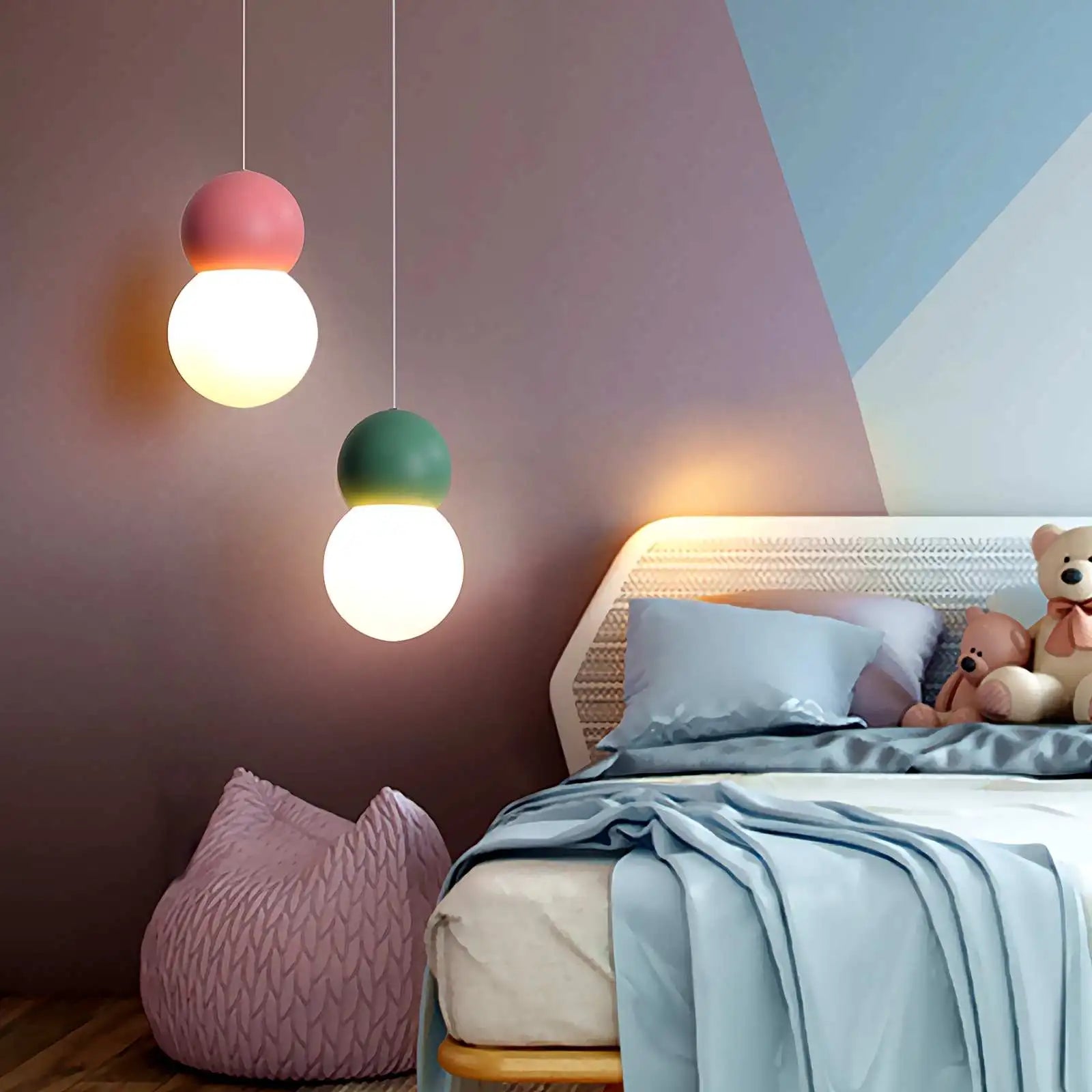 Feyran Cream Style Globe Pendant Light Small Bedside Lamp