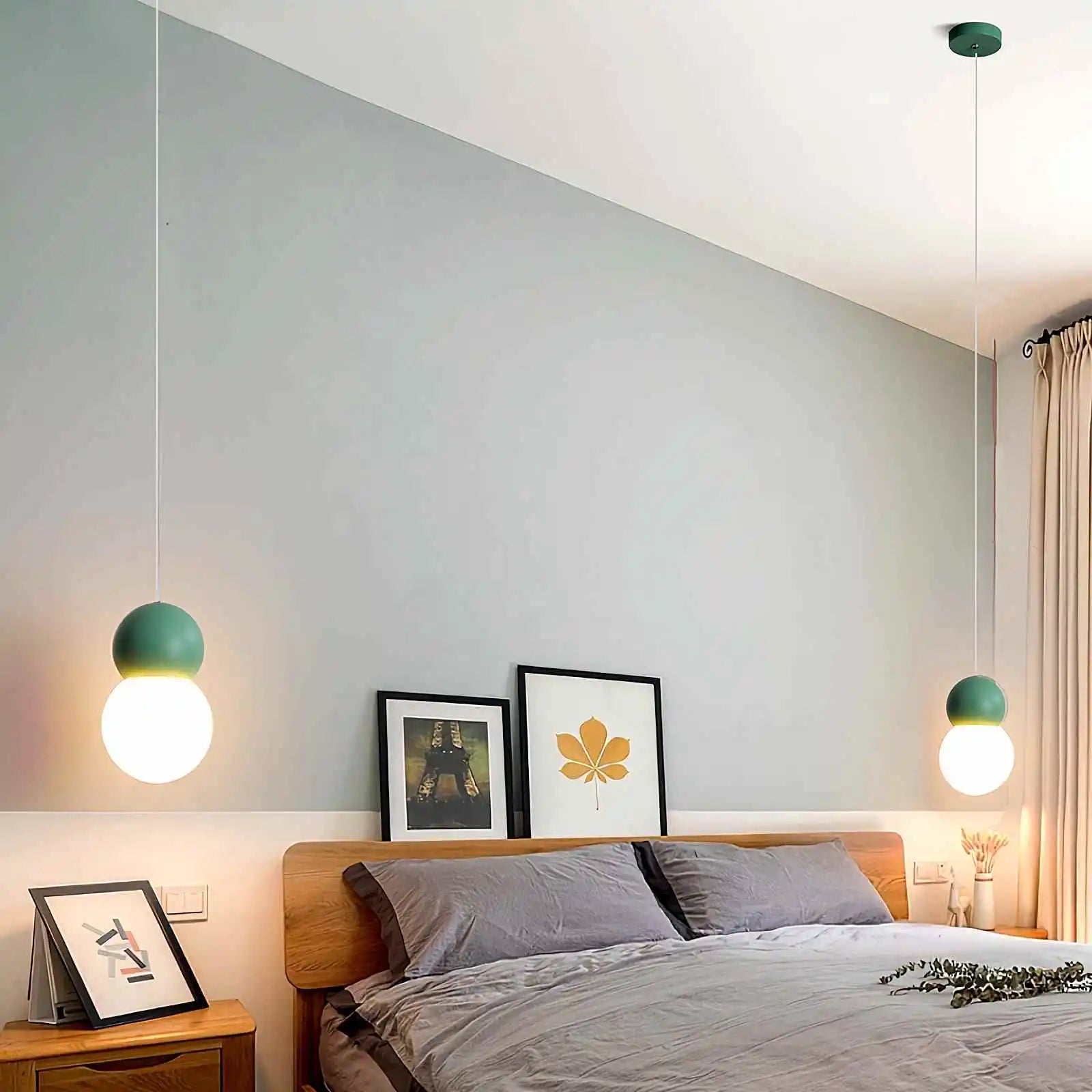 Feyran Cream Style Globe Pendant Light Small Bedside Lamp