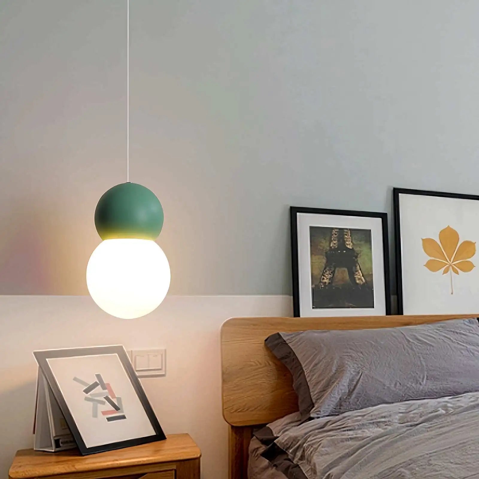 Feyran Cream Style Globe Pendant Light Small Bedside Lamp