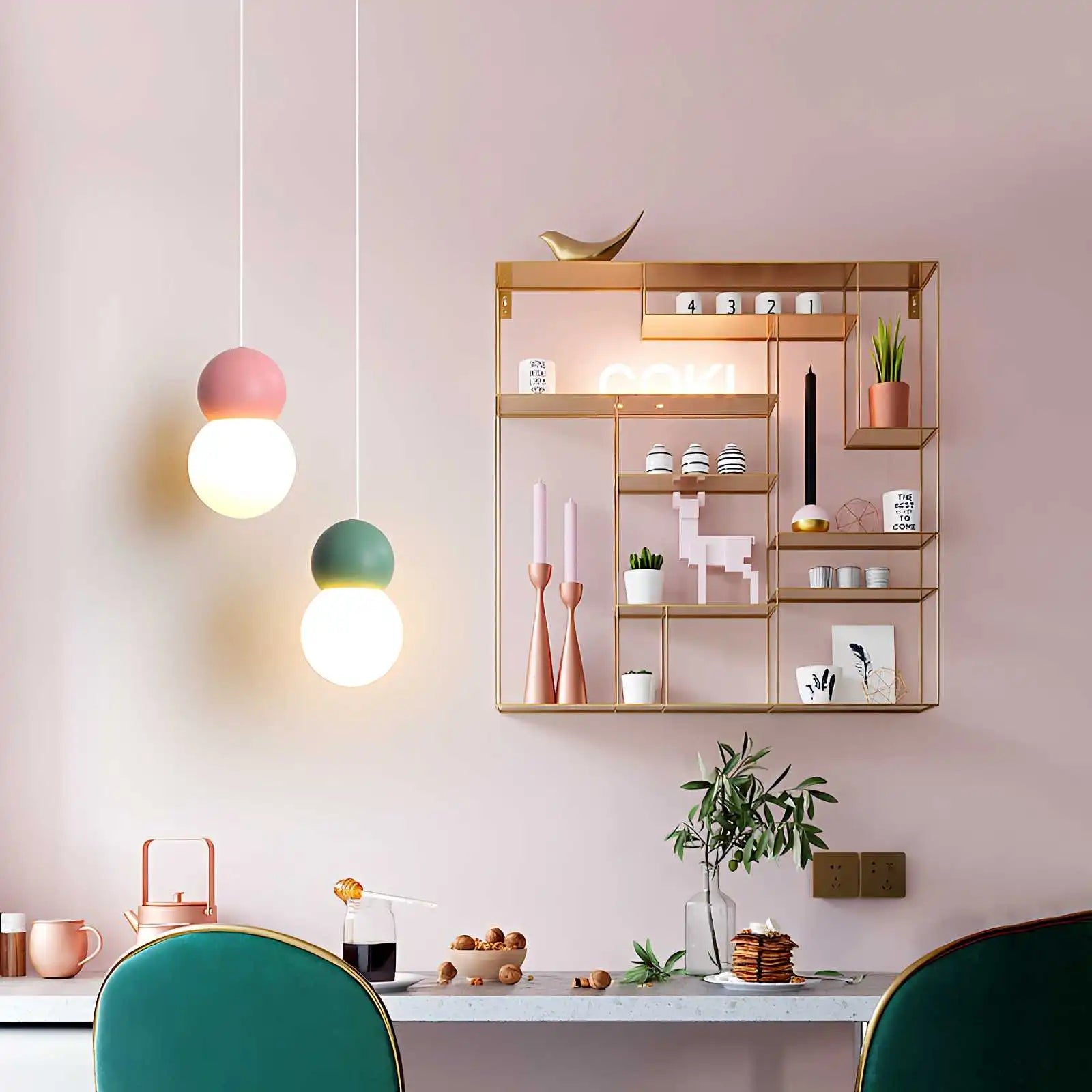 Feyran Cream Style Globe Pendant Light Small Bedside Lamp
