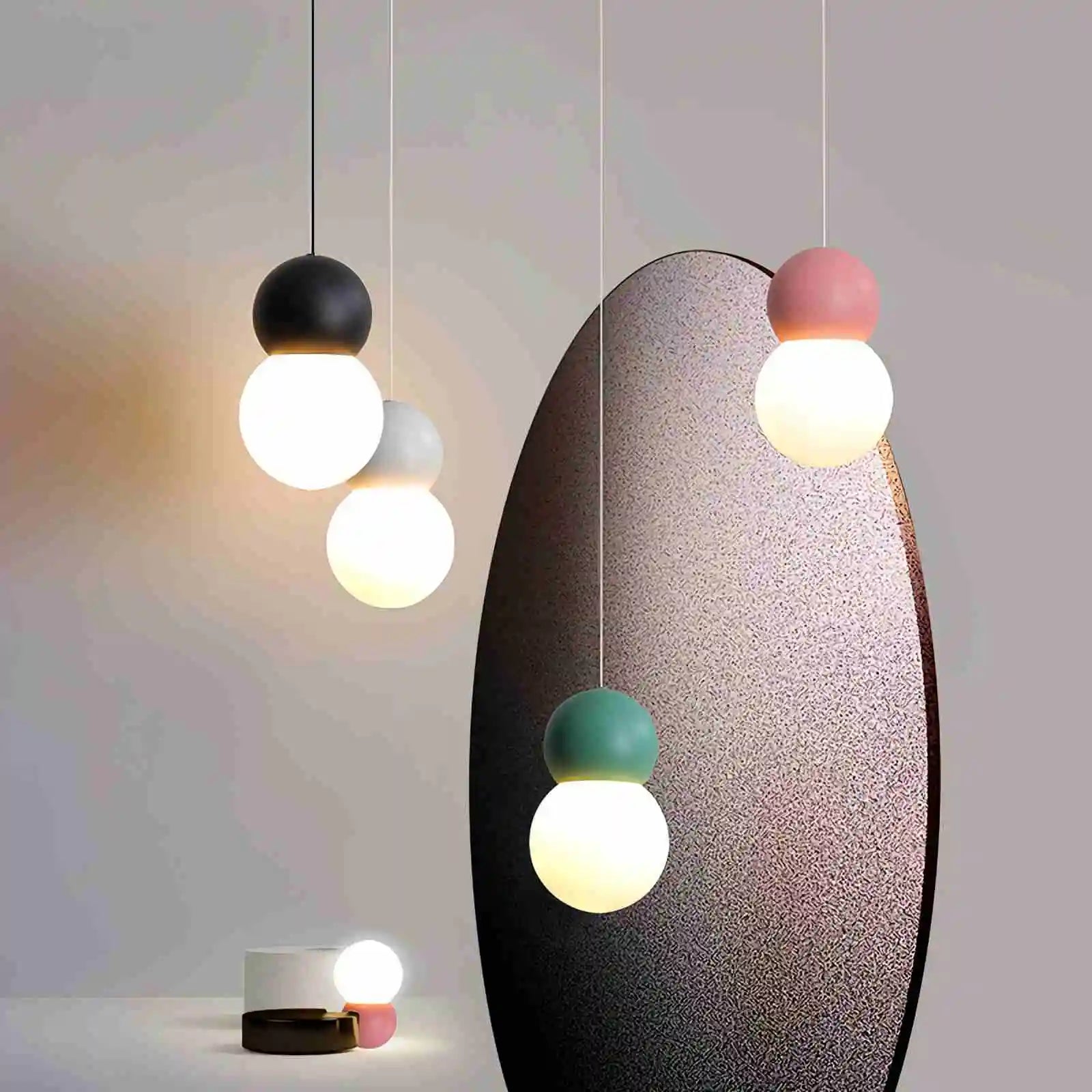 Feyran Cream Style Globe Pendant Light Small Bedside Lamp