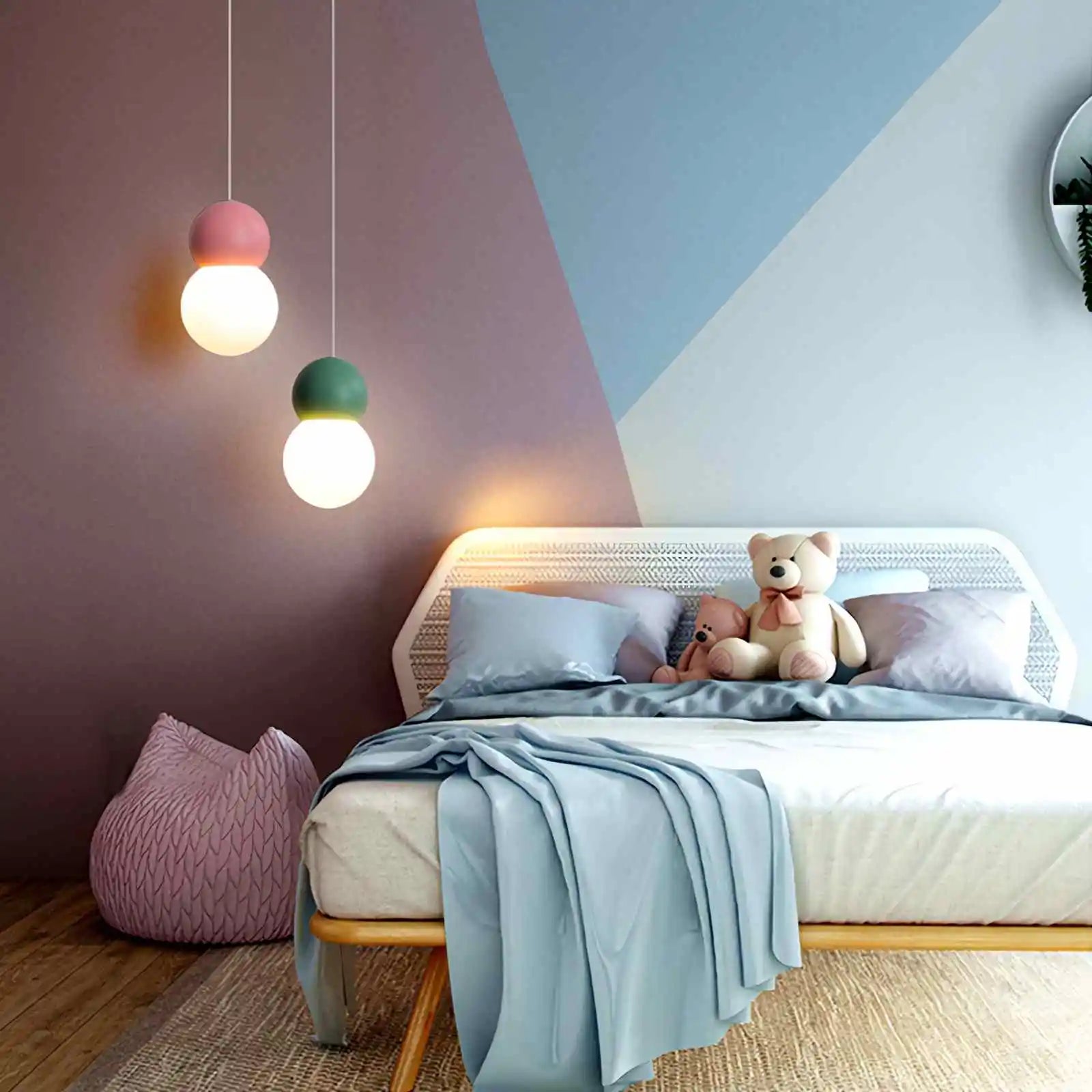 Feyran Cream Style Globe Pendant Light Small Bedside Lamp