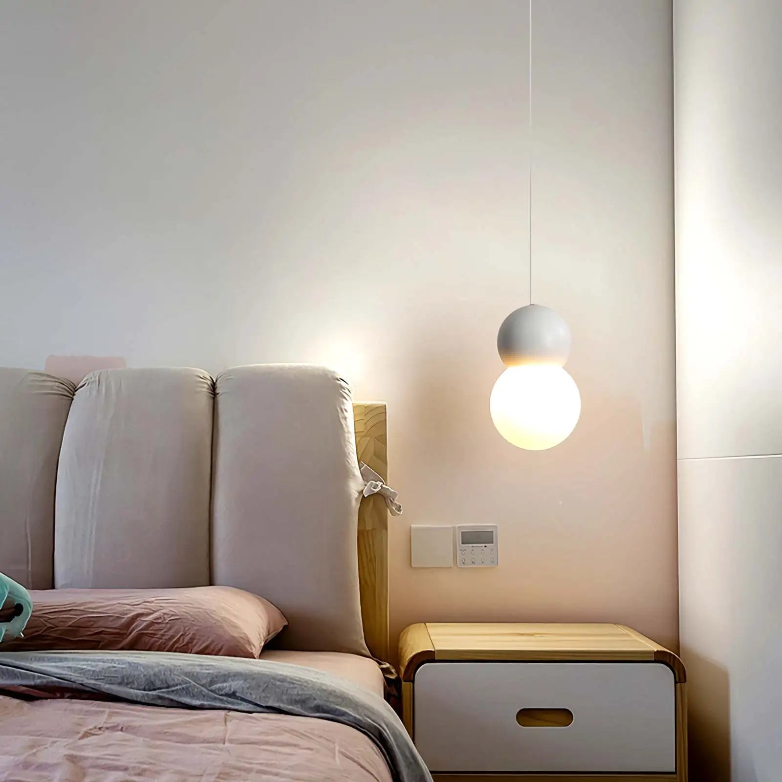 Feyran Cream Style Globe Pendant Light Small Bedside Lamp