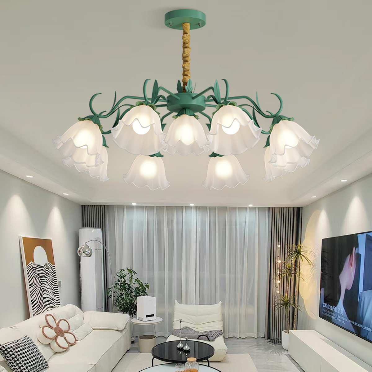 Feyran American Retro Pastoral Style Flower Chandelier