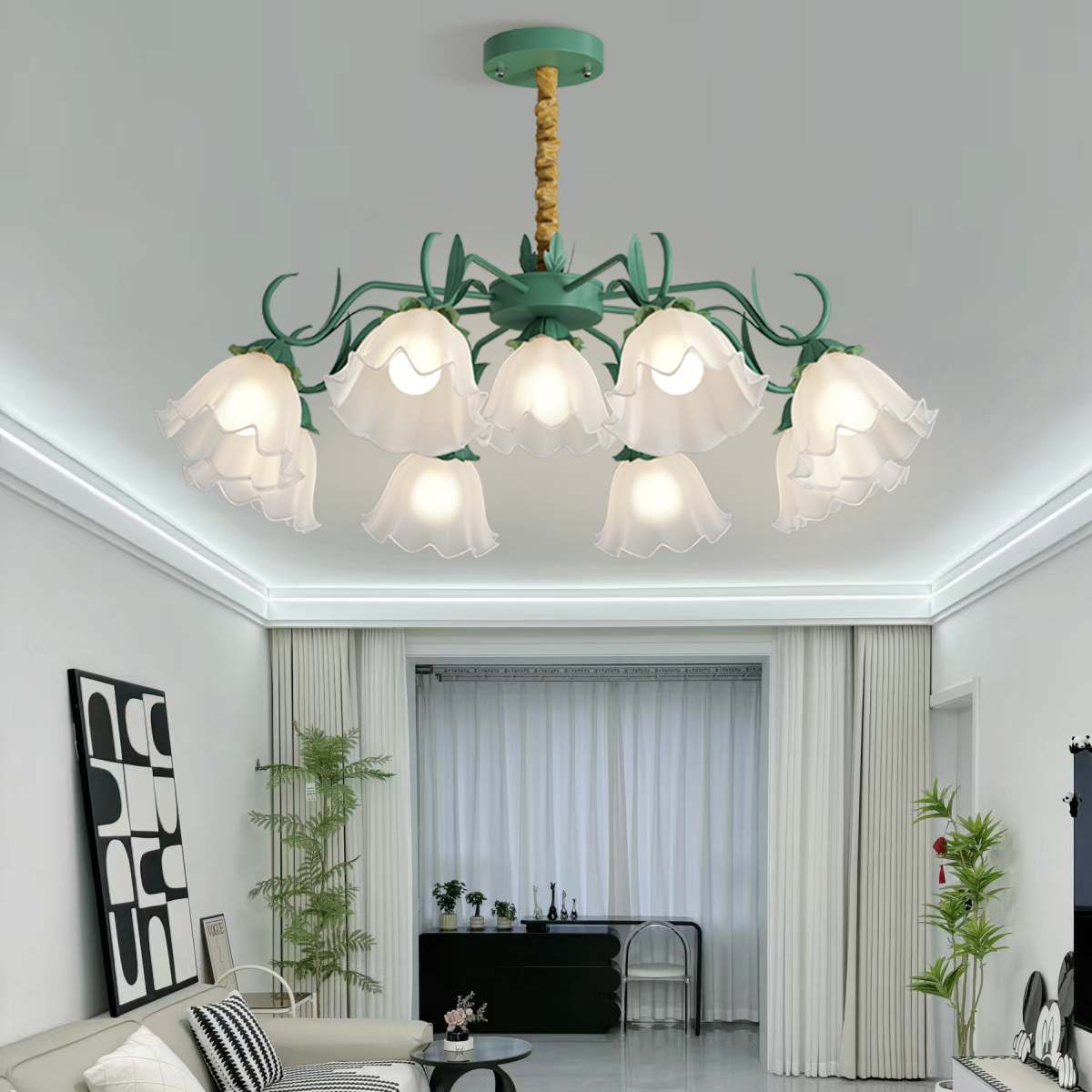 Feyran American Retro Pastoral Style Flower Chandelier