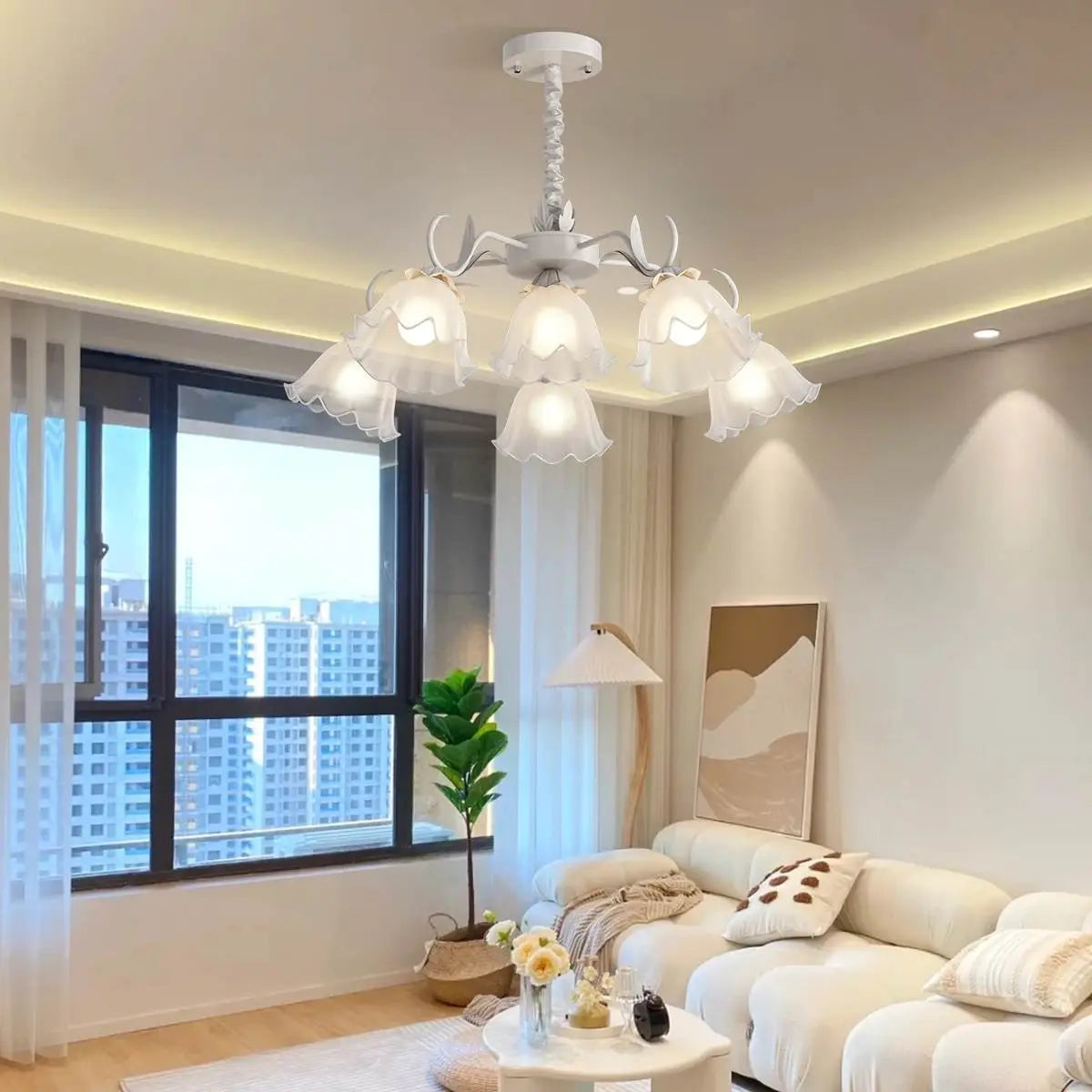 Feyran American Retro Pastoral Style Flower Chandelier