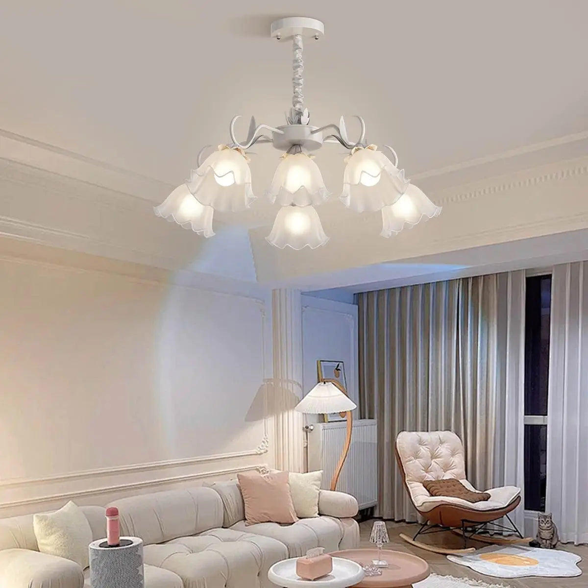Feyran American Retro Pastoral Style Flower Chandelier