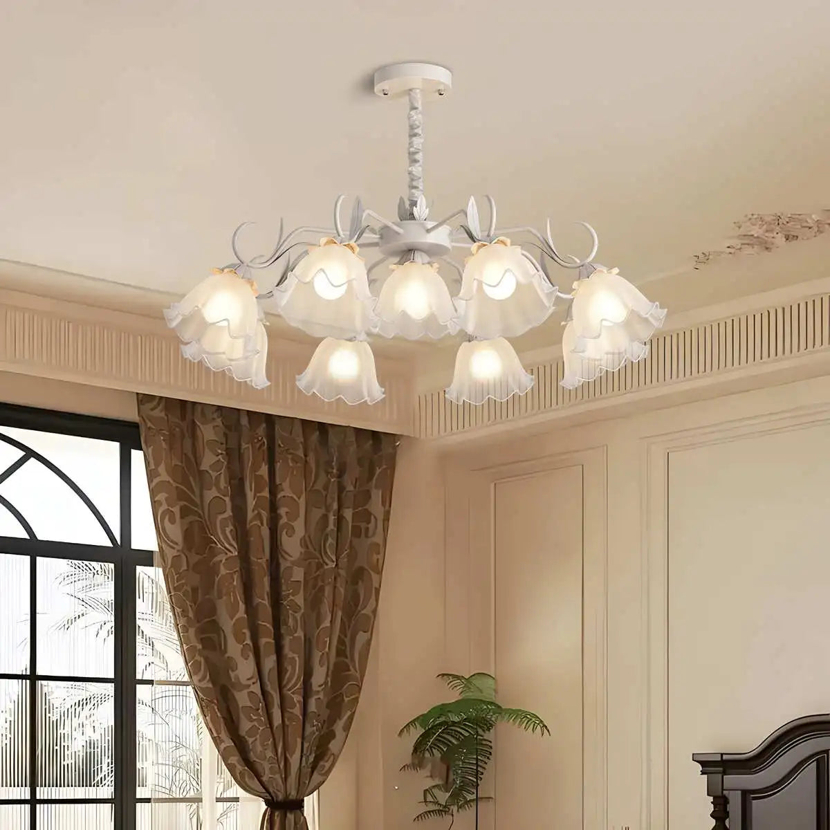 Feyran American Retro Pastoral Style Flower Chandelier