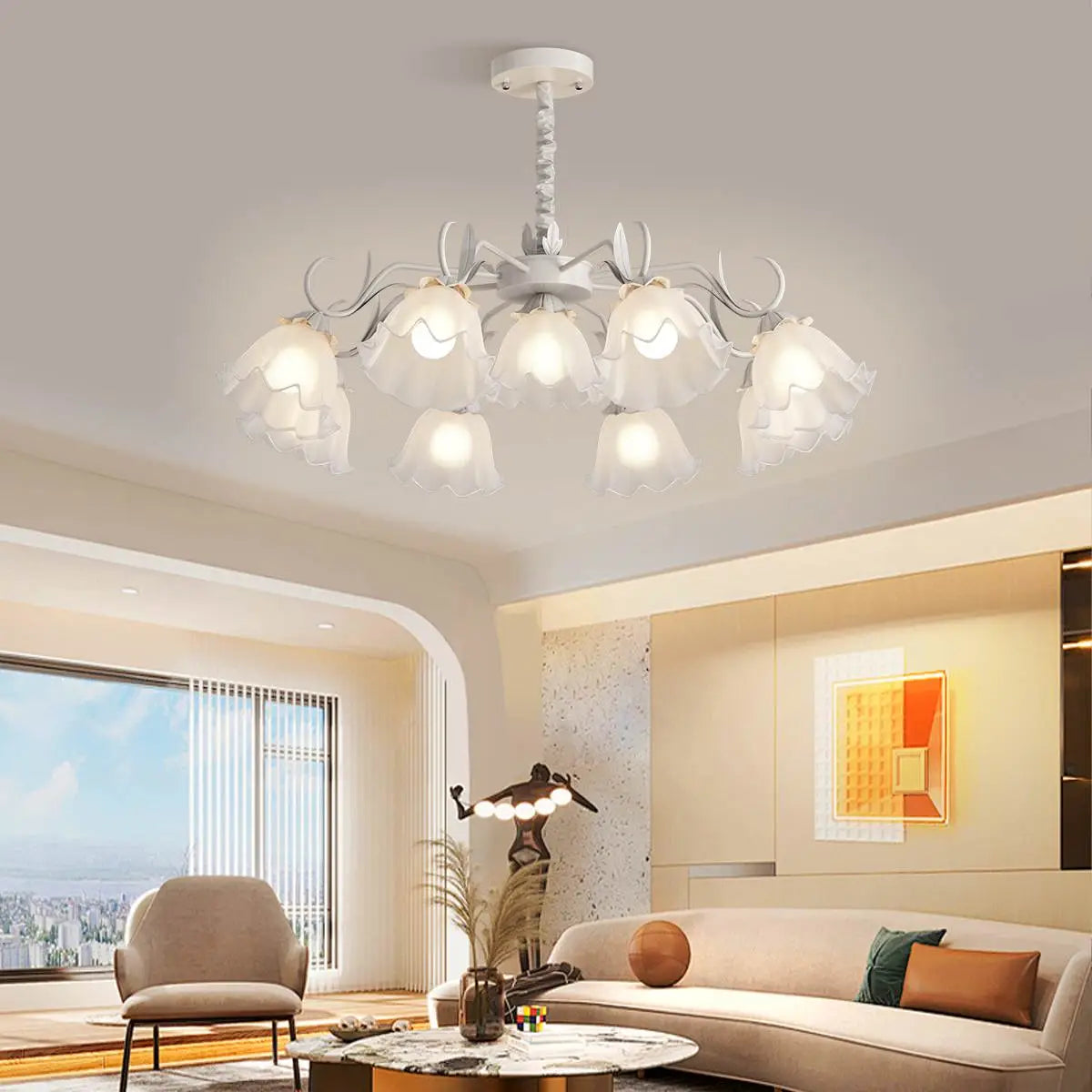 Feyran American Retro Pastoral Style Flower Chandelier