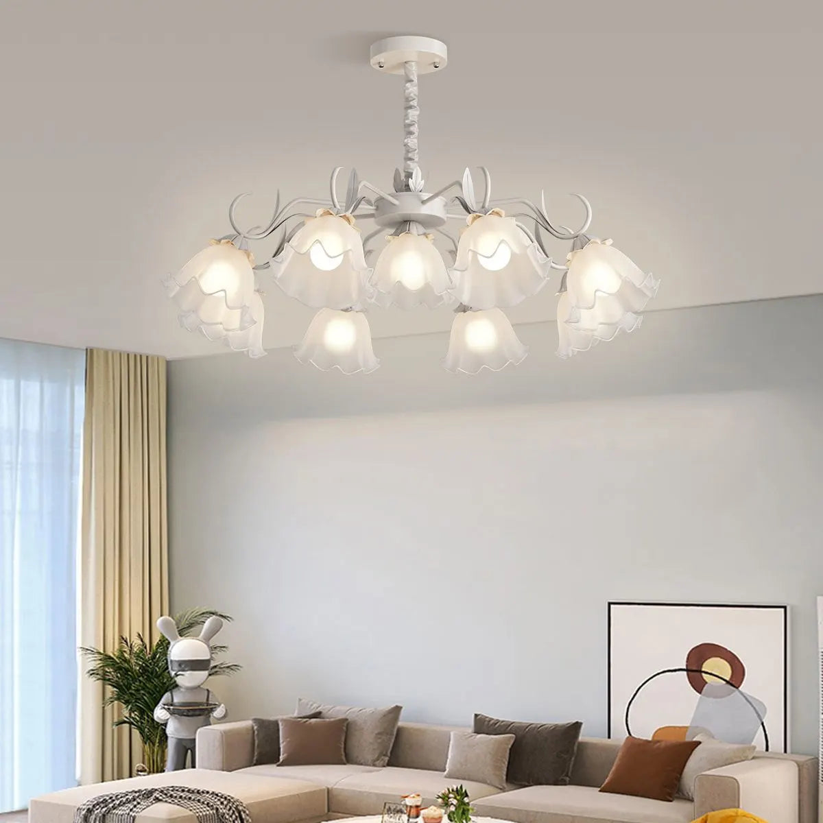 Feyran American Retro Pastoral Style Flower Chandelier