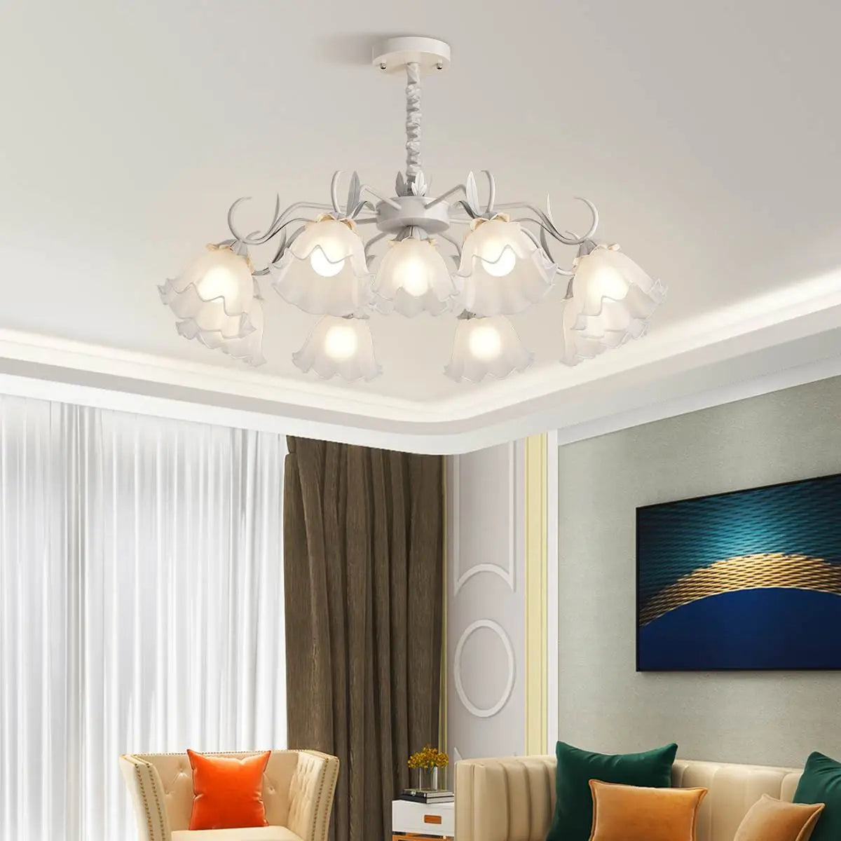 Feyran American Retro Pastoral Style Flower Chandelier