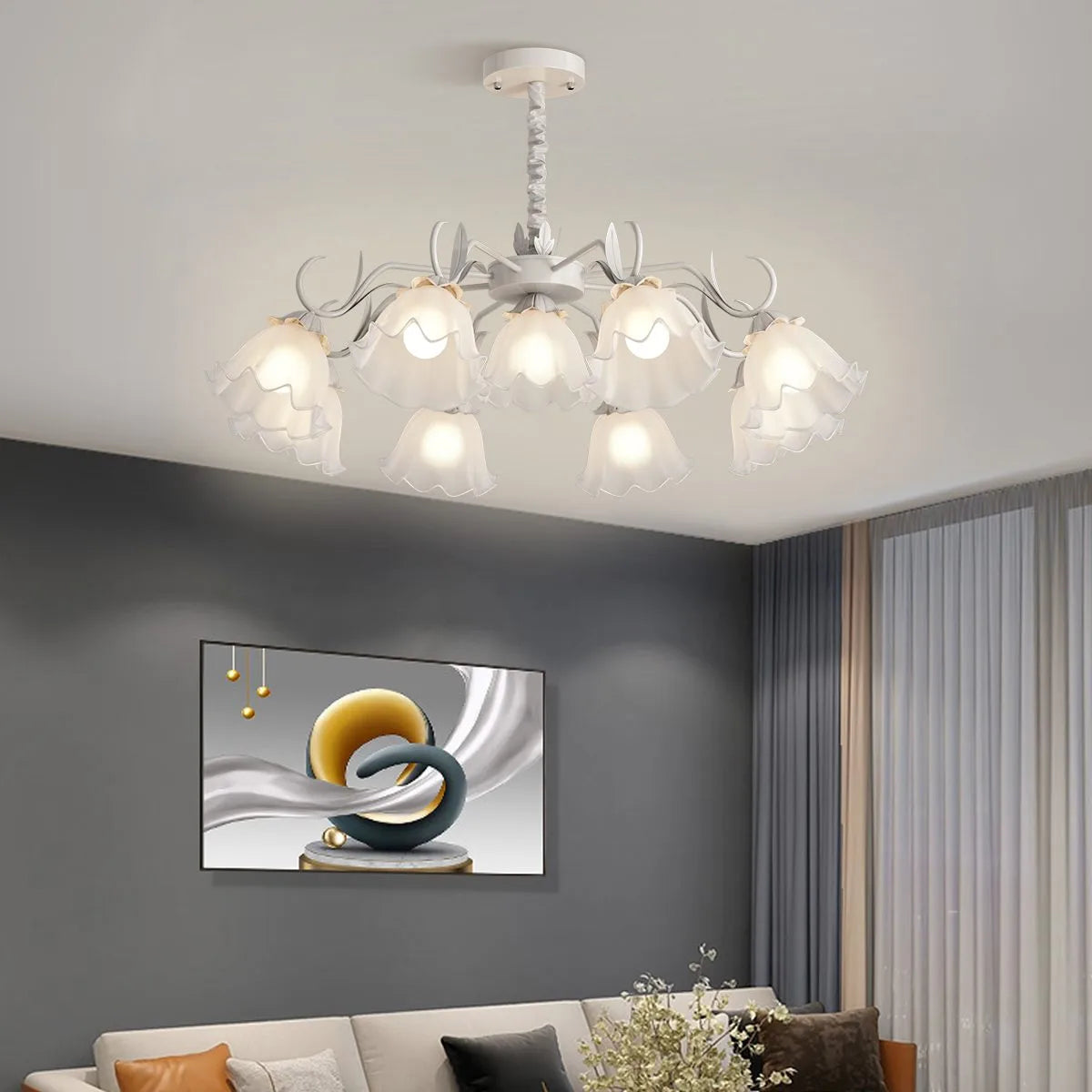 Feyran American Retro Pastoral Style Flower Chandelier