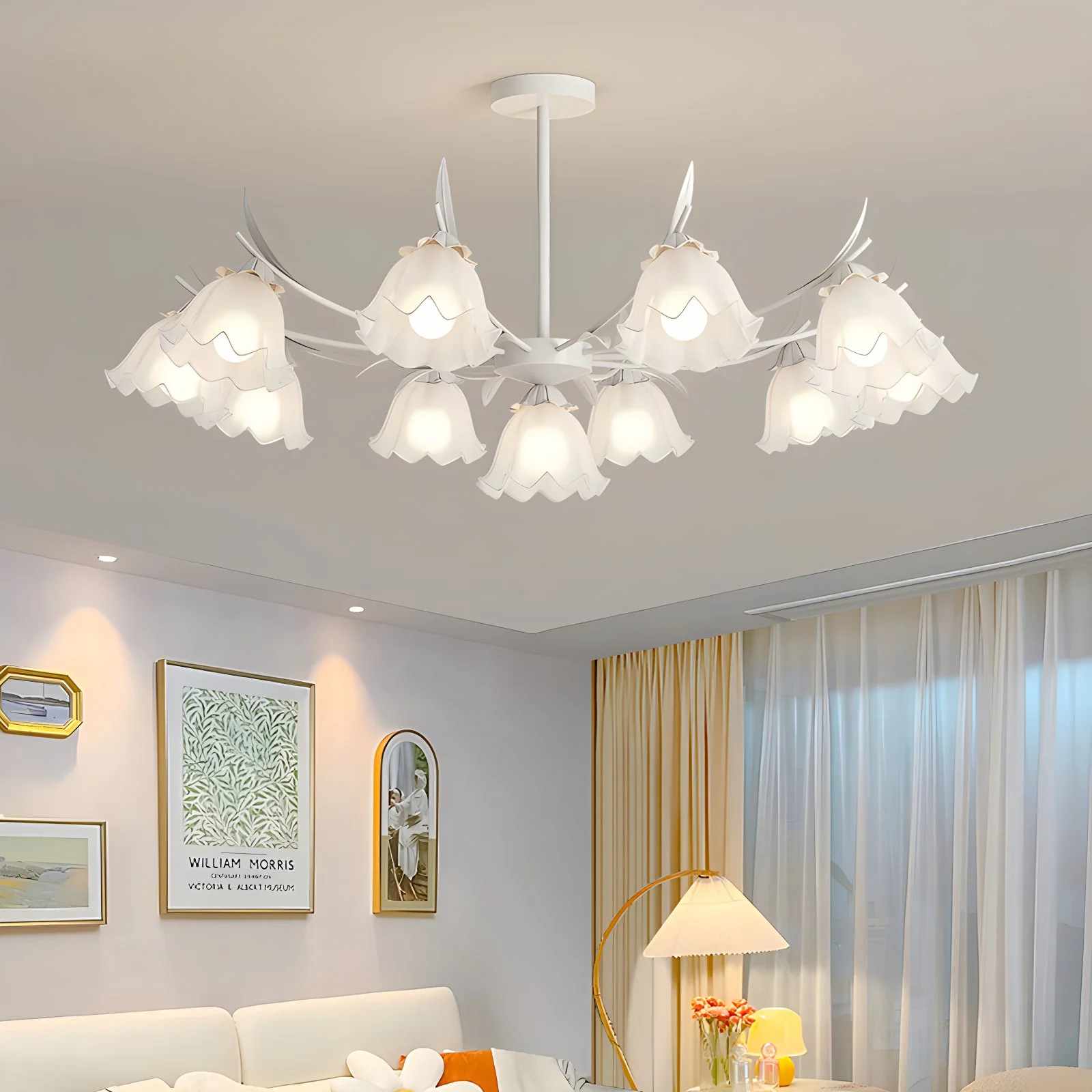 Feyran French Vintage Lily of the Valley Flower Chandelier