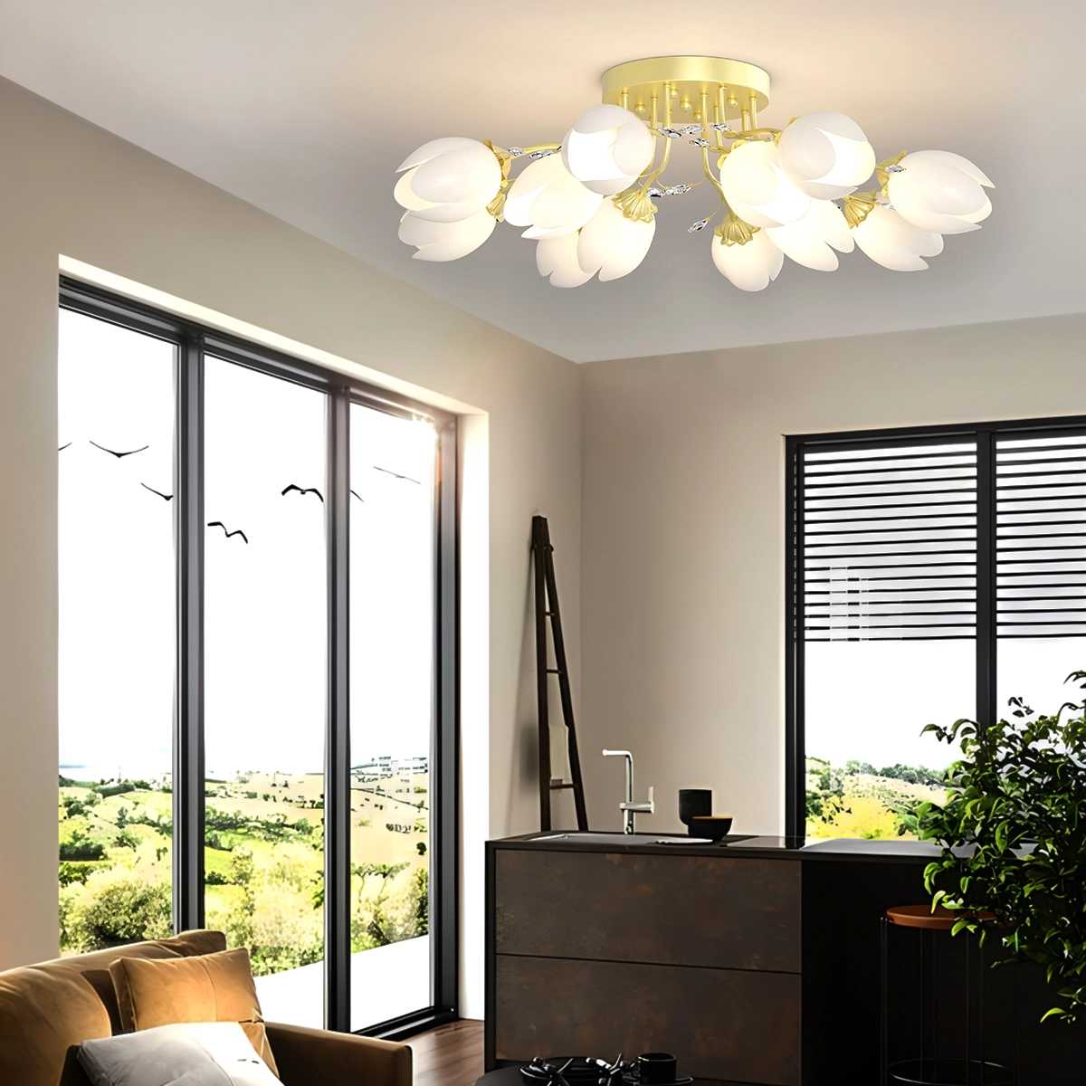 Feyran French Pastoral Flower Ceiling Chandelier