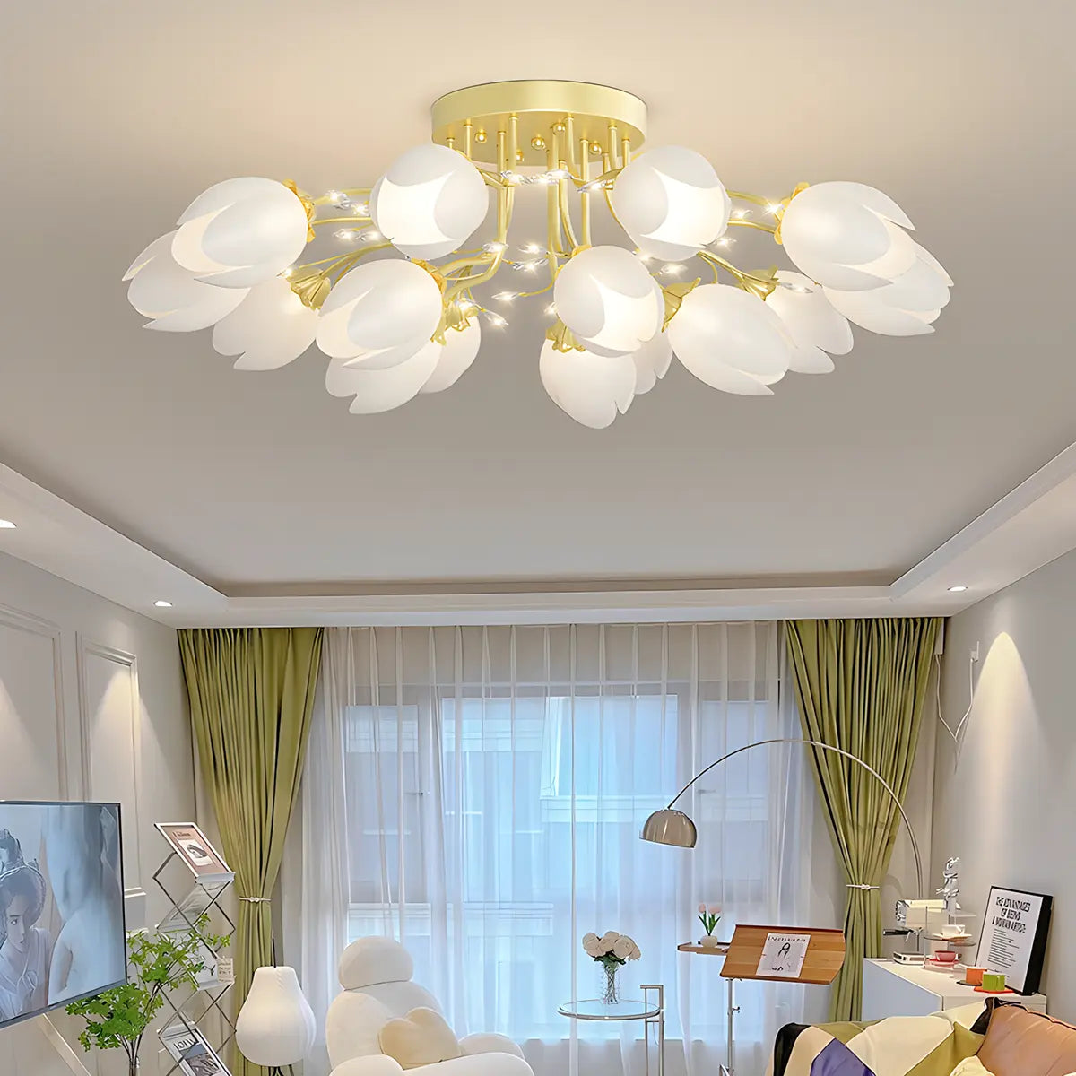 Feyran French Pastoral Flower Ceiling Chandelier