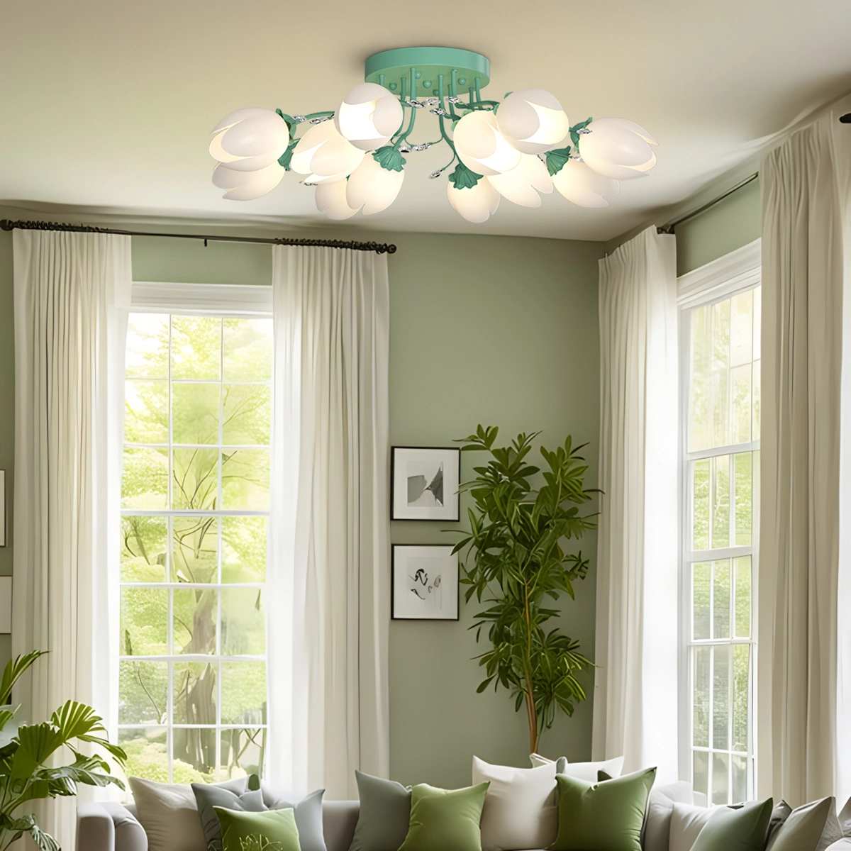 Feyran French Pastoral Flower Ceiling Chandelier