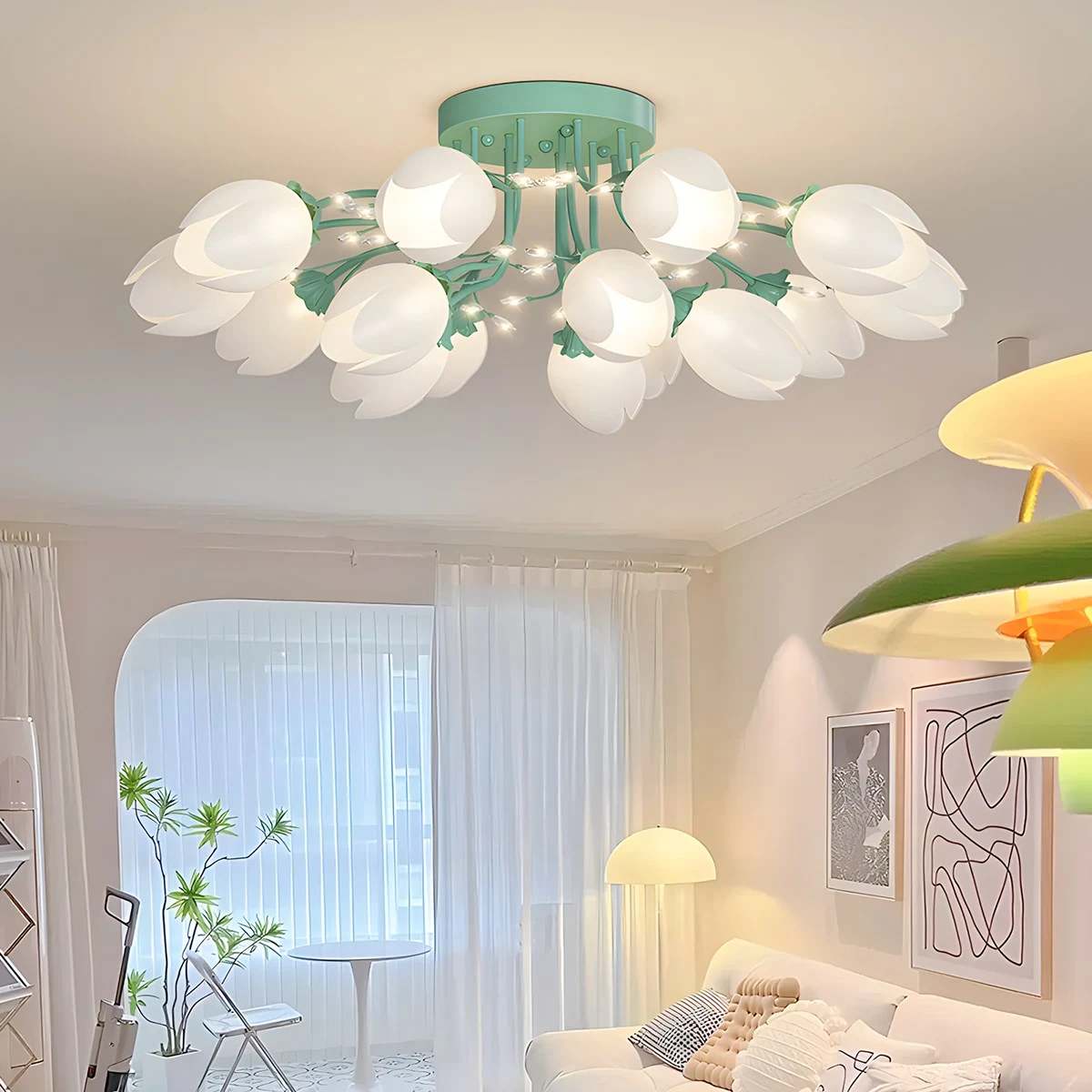 Feyran French Pastoral Flower Ceiling Chandelier