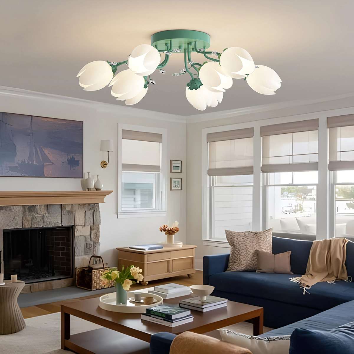 Feyran French Pastoral Flower Ceiling Chandelier