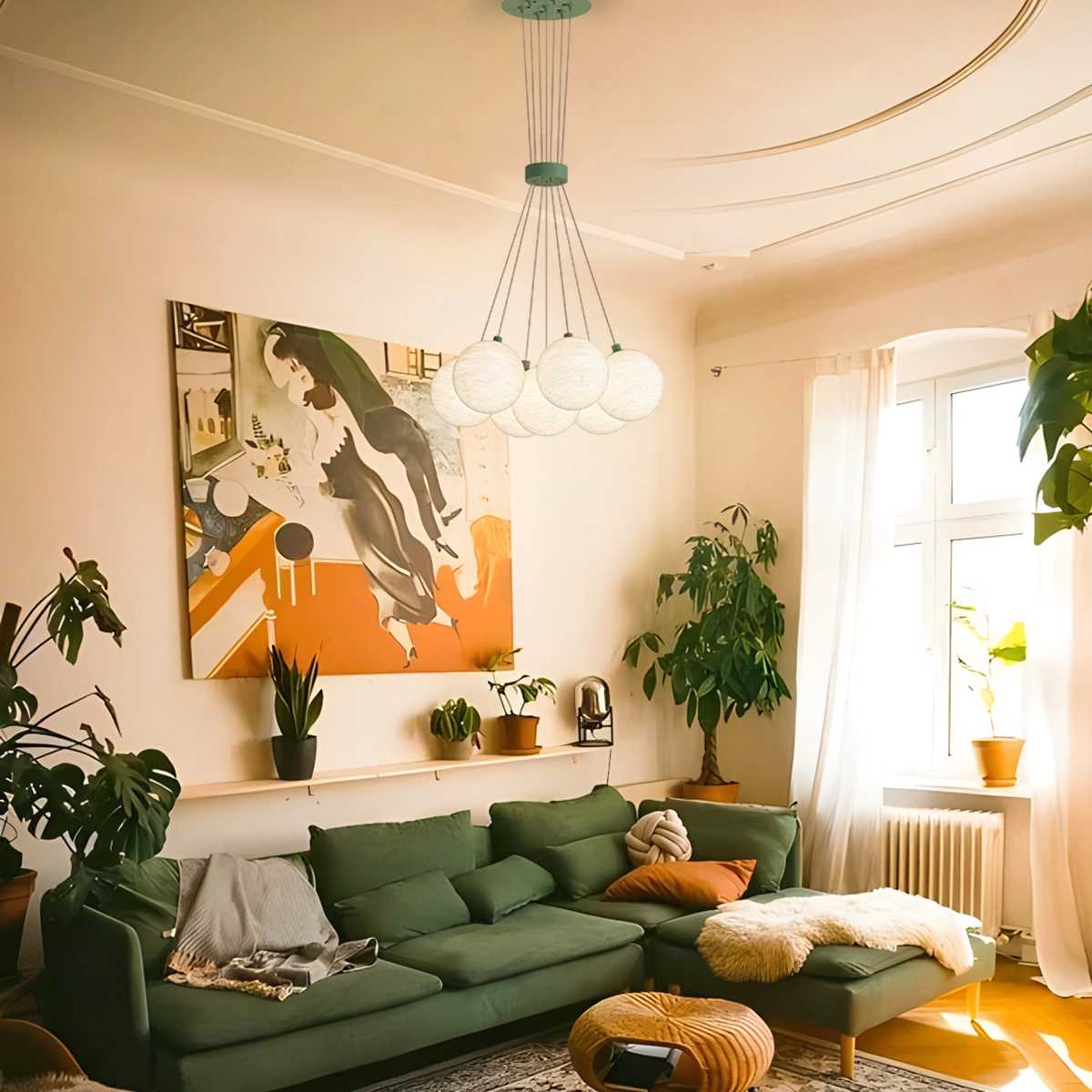 Feyran French Tulip Flower & Ball Chandelier