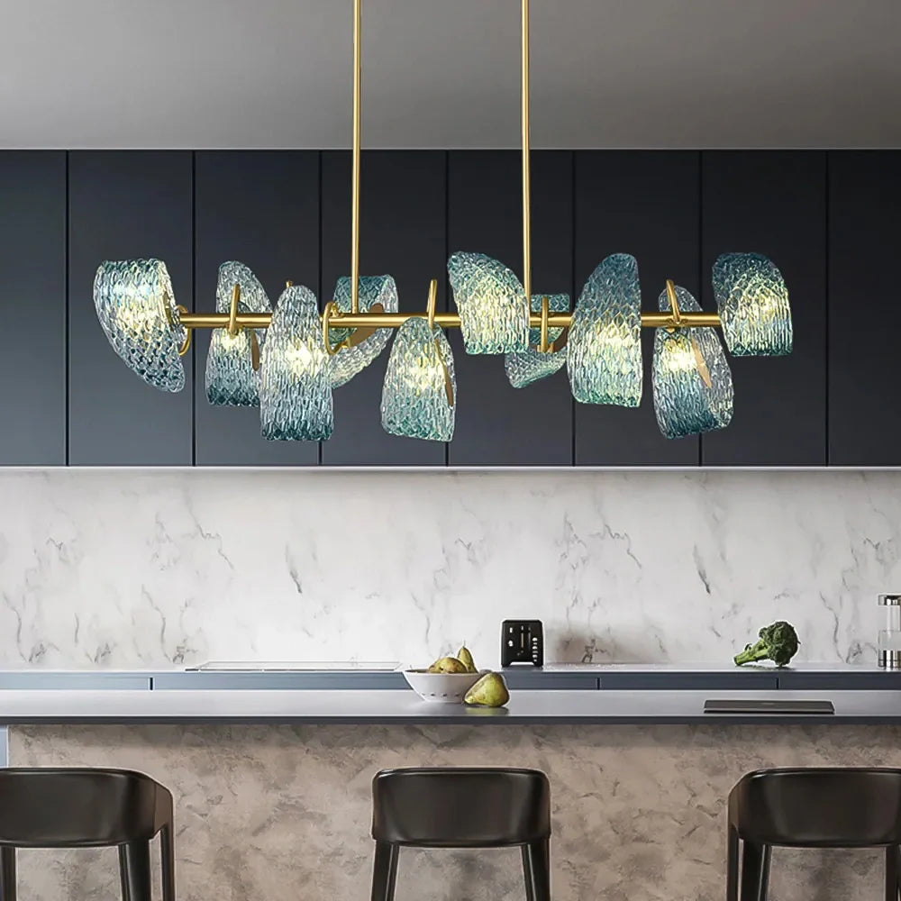art-deco-blue-glass-linear-chandelier-installed-in-a-dining-room-ch423-20250711-Feyran-lighting