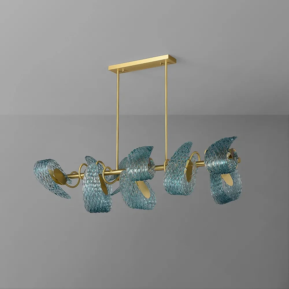side-view-of-art-deco-blue-glass-linear-chandelier-with-white-background-ch423-20250711-Feyran-lighting