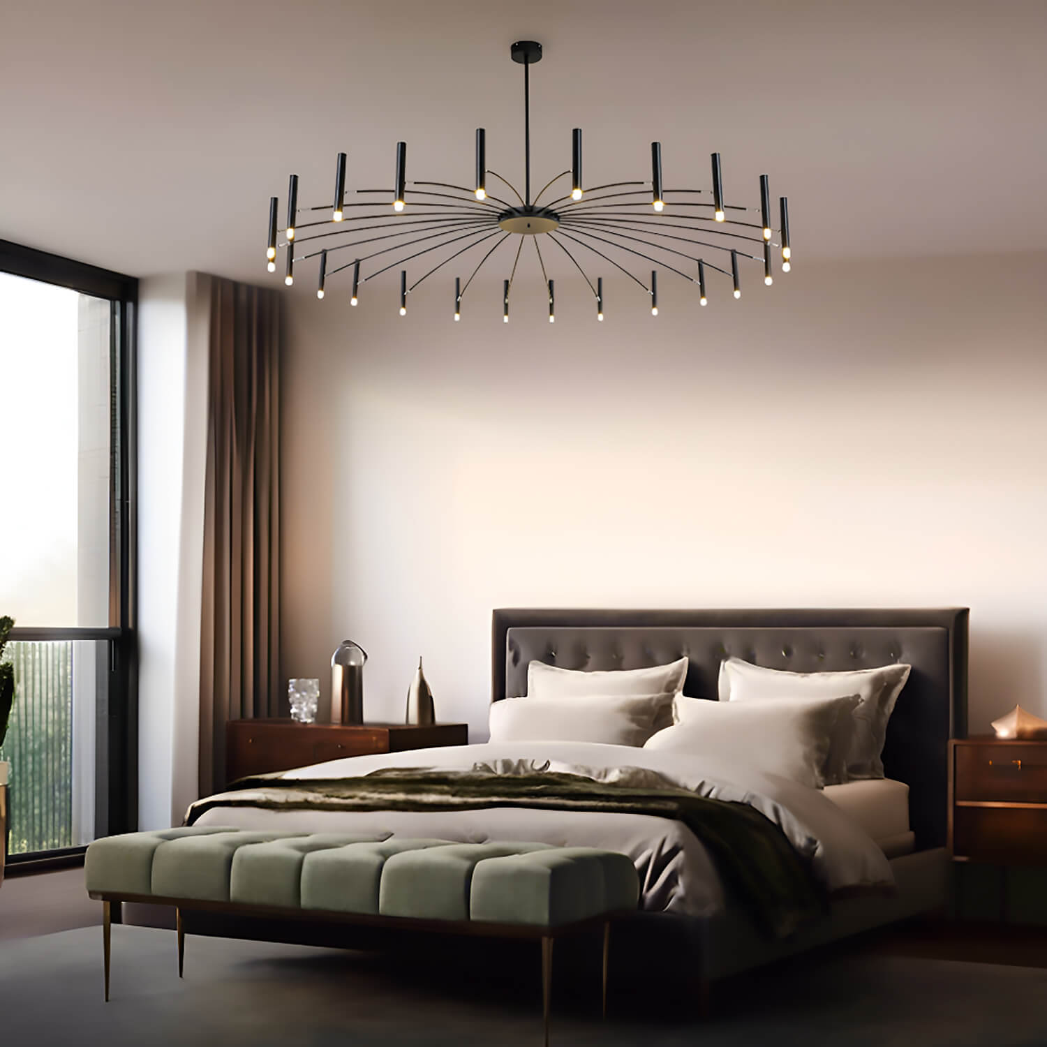 Atmospheric Nordic Chandelier: Creative Lighting for Living Rooms, Bedrooms, and More-bed-room-1 | Feyran