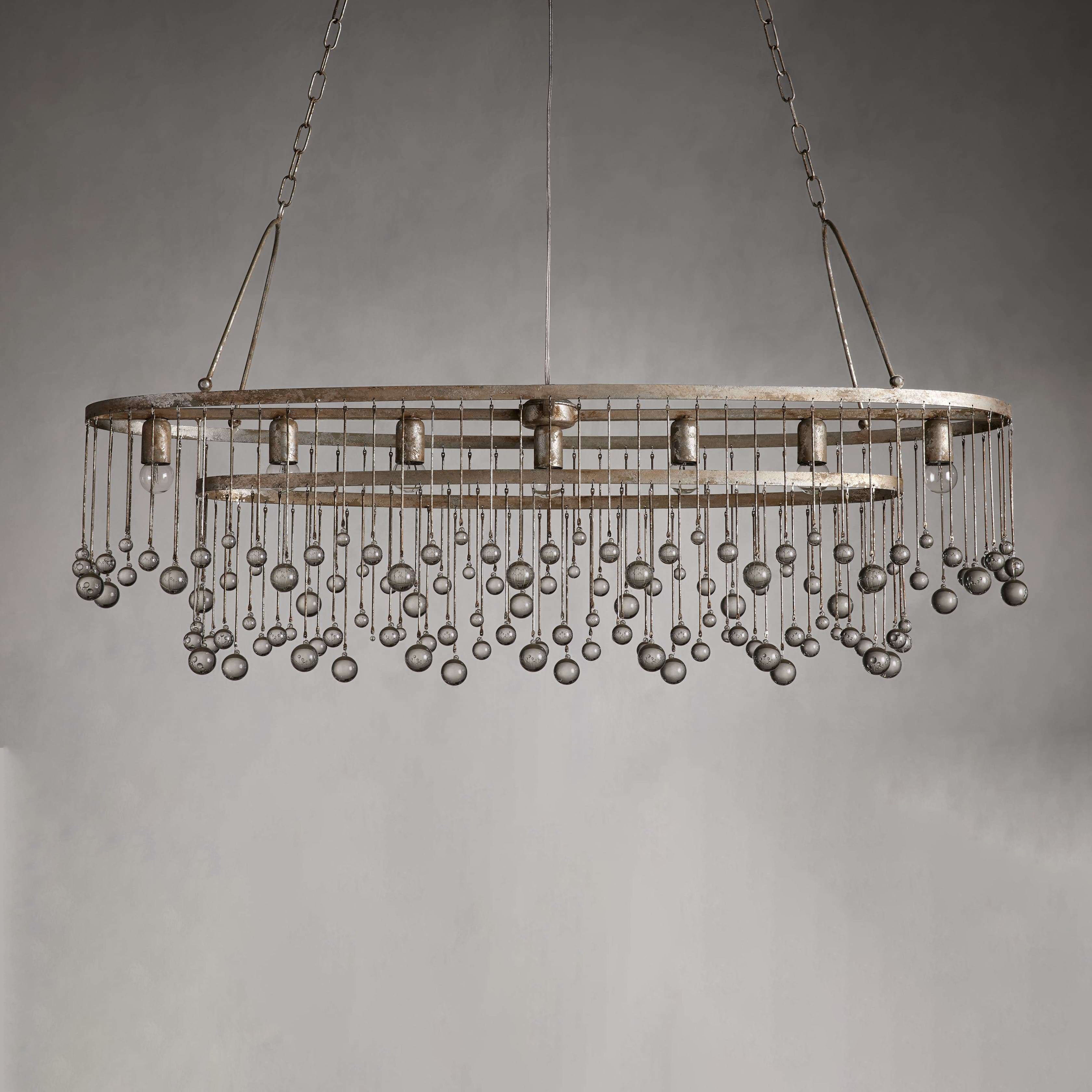 Aubrey Oval Crystal Ball 7 Light Chandelier-Chandelier-Feyran-Silver-Feyran