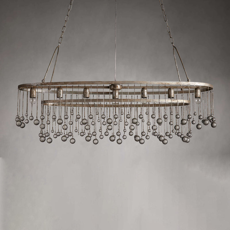 Aubrey Oval Crystal Ball 7 Light Chandelier-Chandelier-Feyran-Silver-Feyran