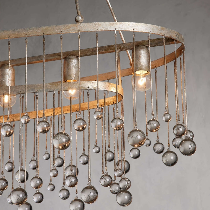 Aubrey Oval Crystal Ball 7 Light Chandelier-Chandelier-Feyran-Bronze-Feyran