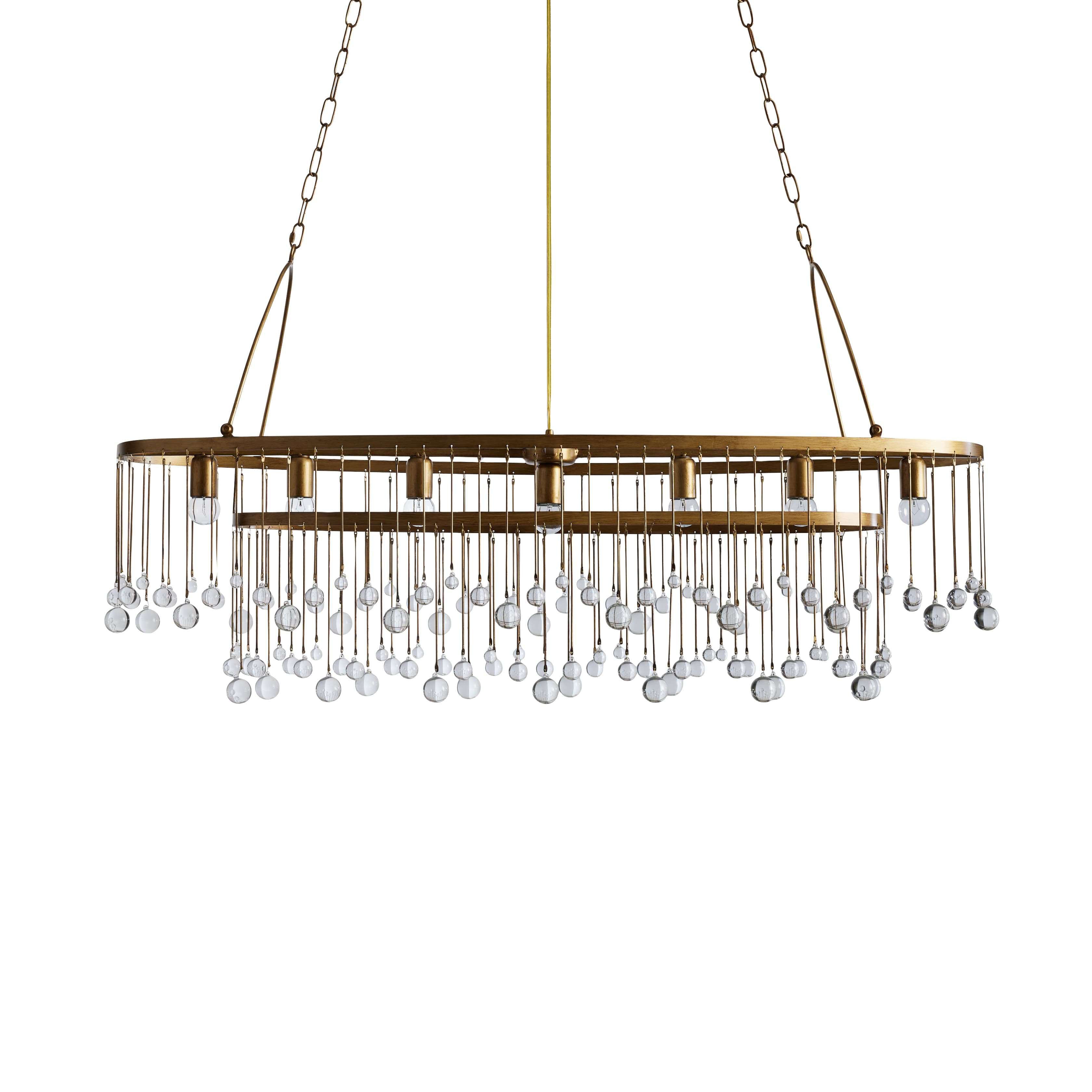 Aubrey Oval Crystal Ball 7 Light Chandelier-Chandelier-Feyran-Bronze-Feyran