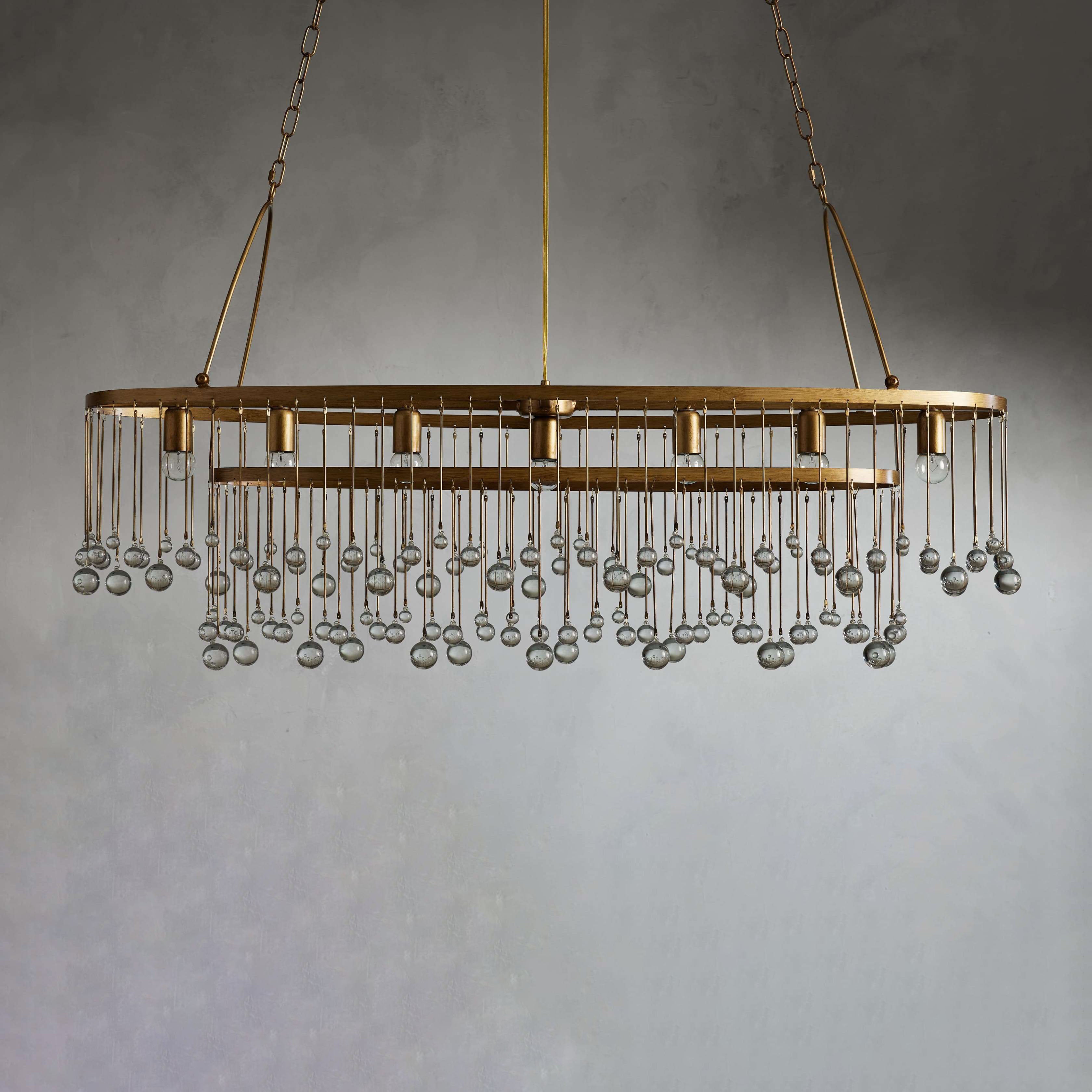 Aubrey Oval Crystal Ball 7 Light Chandelier-Chandelier-Feyran-Bronze-Feyran