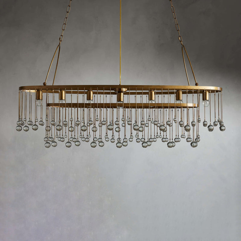 Aubrey Oval Crystal Ball 7 Light Chandelier-Chandelier-Feyran-Bronze-Feyran