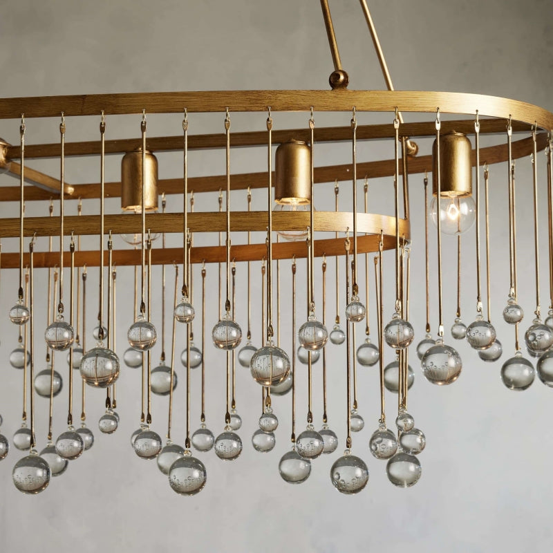 Aubrey Oval Crystal Ball 7 Light Chandelier-Chandelier-Feyran-Bronze-Feyran