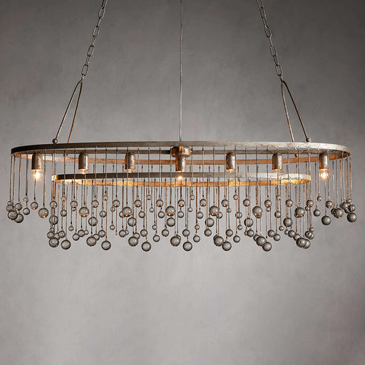 Aubrey Oval Crystal Ball 7 Light Chandelier-Chandelier-Feyran-Bronze-Feyran
