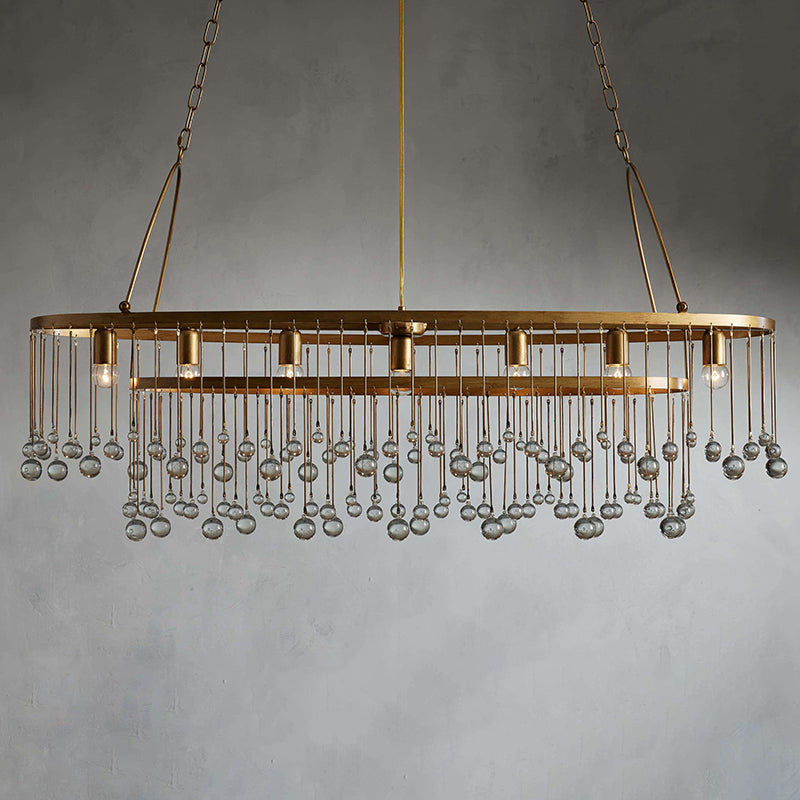 Aubrey Oval Crystal Ball 7 Light Chandelier-Chandelier-Feyran-Brass-Feyran