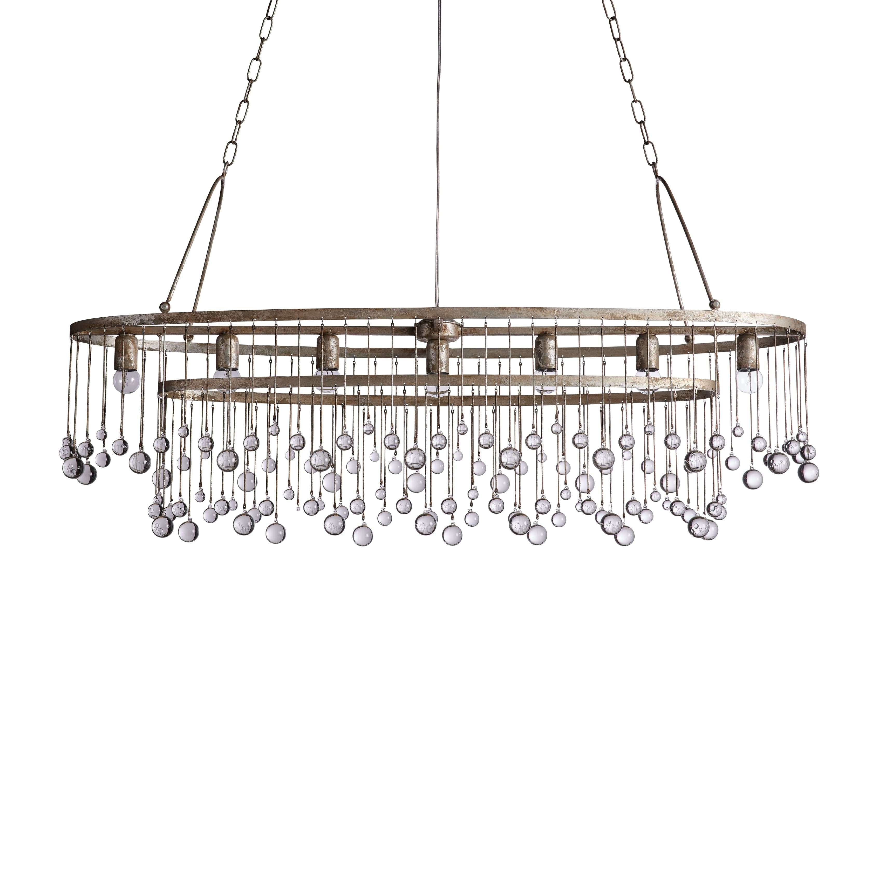 Aubrey Oval Crystal Ball 7 Light Chandelier-Chandelier-Feyran-Bronze-Feyran