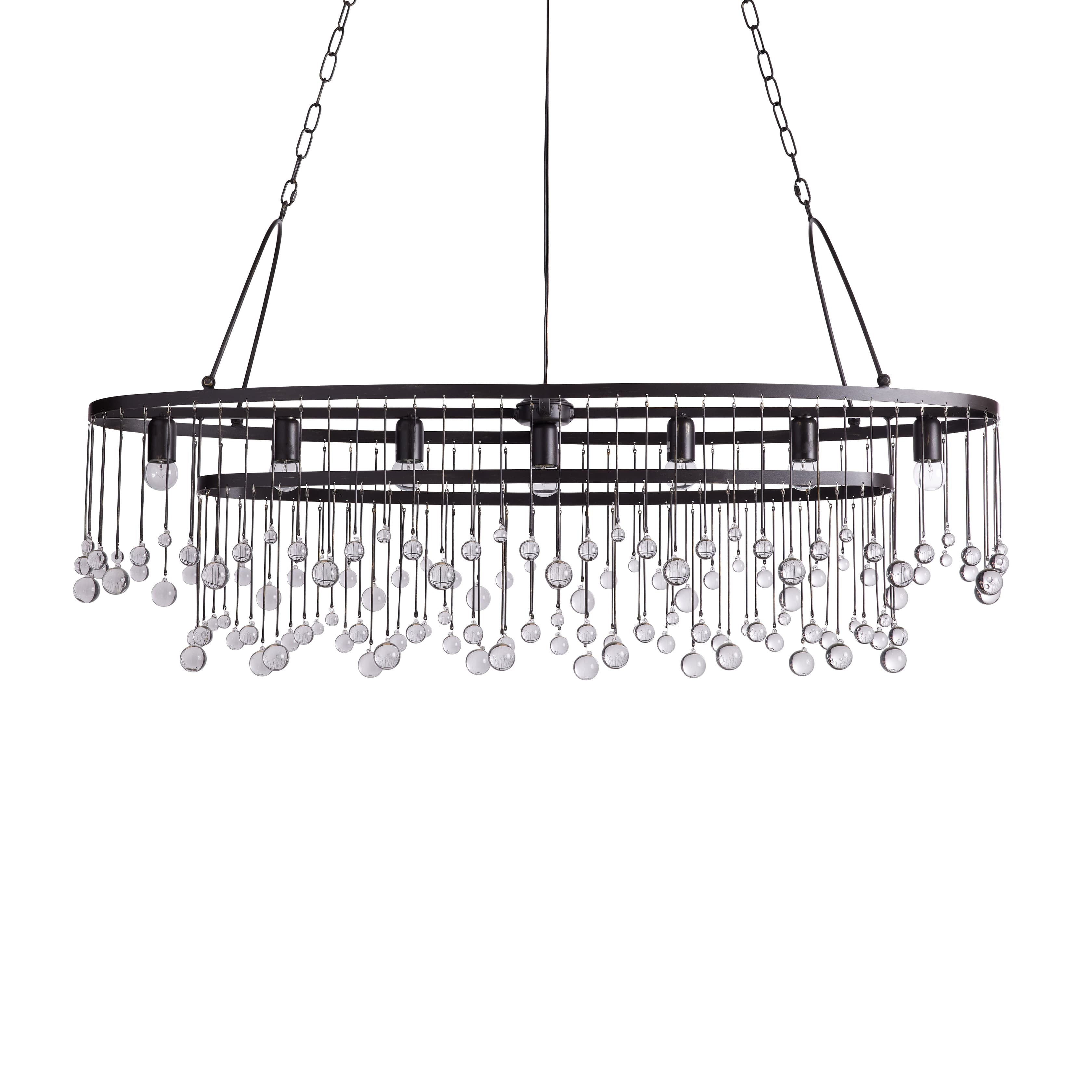 Aubrey Oval Crystal Ball 7 Light Chandelier-Chandelier-Feyran-Bronze-Feyran