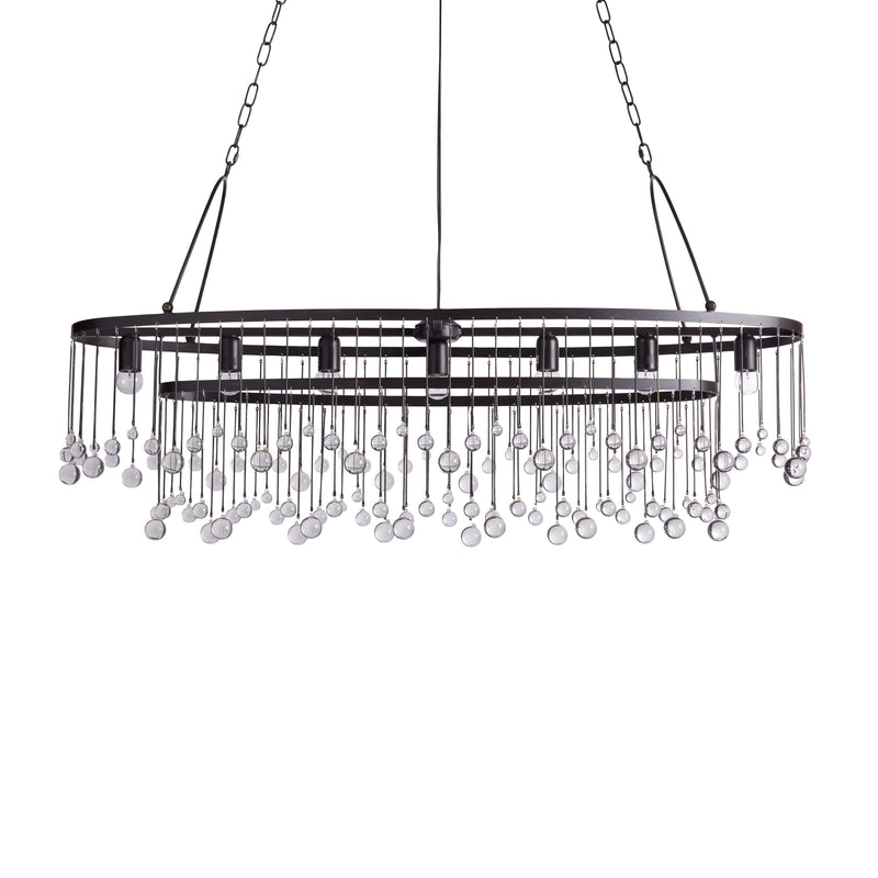 Aubrey Oval Crystal Ball 7 Light Chandelier-Chandelier-Feyran-Bronze-Feyran