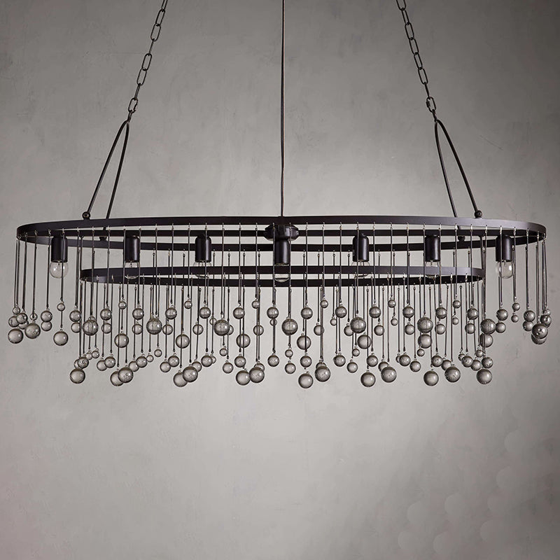 Aubrey Oval Crystal Ball 7 Light Chandelier-Chandelier-Feyran-Bronze-Feyran