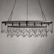 Aubrey Oval Crystal Ball 7 Light Chandelier-Chandelier-Feyran-Bronze-Feyran