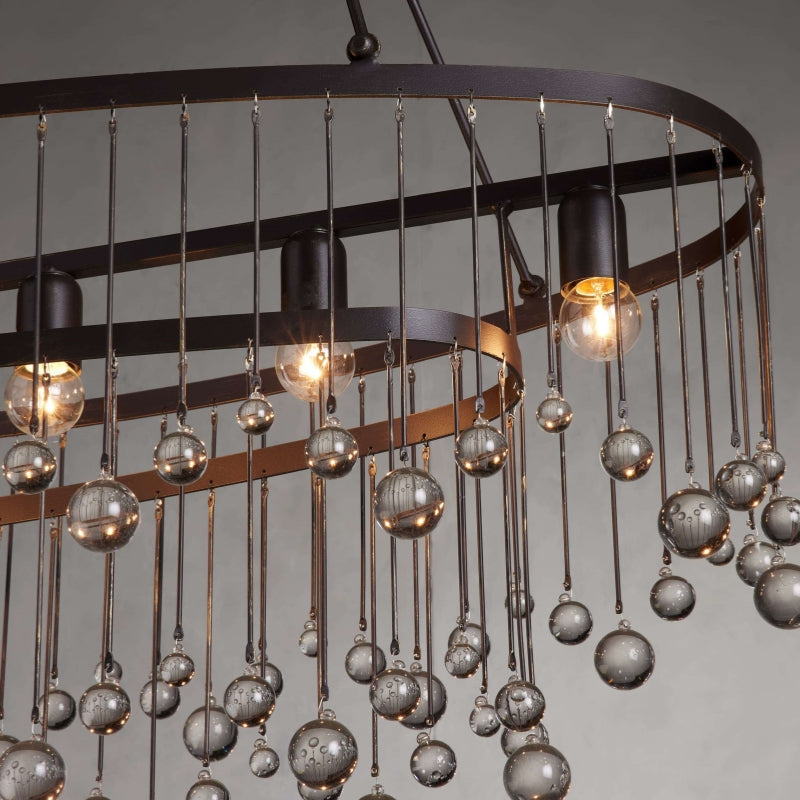 Aubrey Oval Crystal Ball 7 Light Chandelier-Chandelier-Feyran-Bronze-Feyran