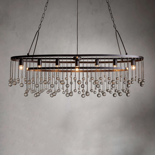 Aubrey Oval Crystal Ball 7 Light Chandelier-Chandelier-Feyran-Bronze-Feyran