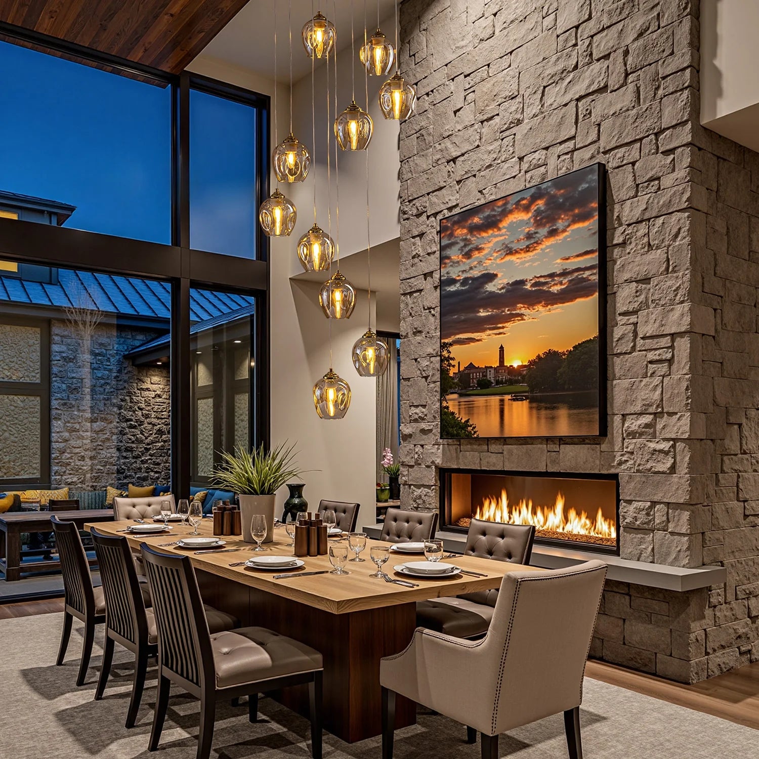 aura-luxury-glass-chandelier-installed-in-high-ceiling-Feyran-lighting