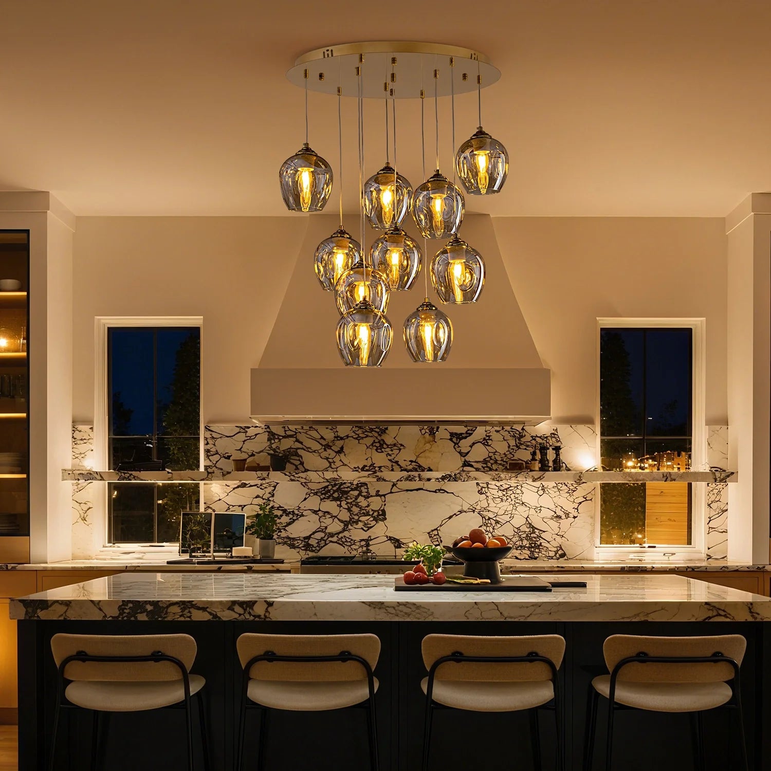aura-luxury-glass-chandelier-in-kitchen-room-Feyran-lighting