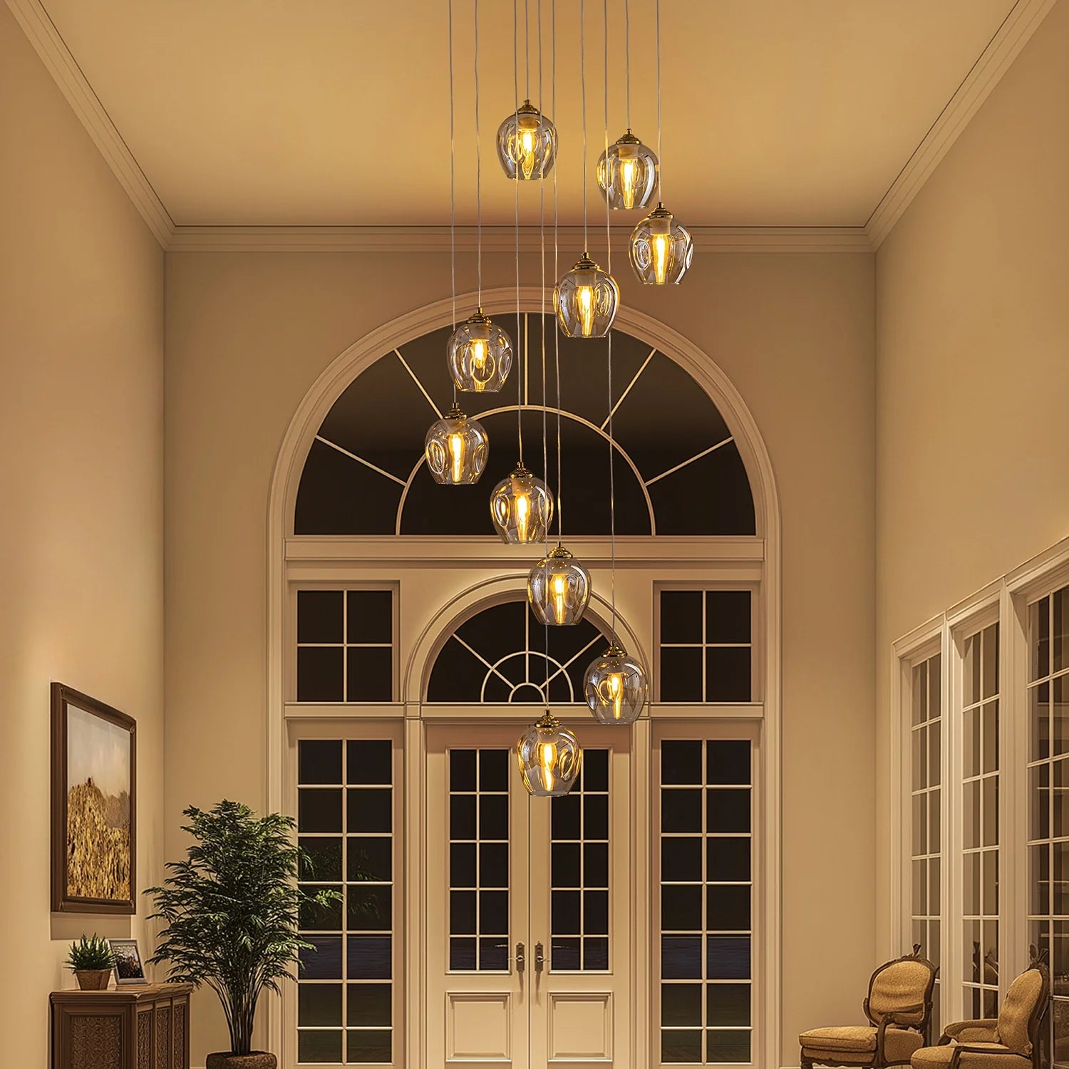 aura-luxury-glass-chandelier-in-entryway-Feyran-lighting