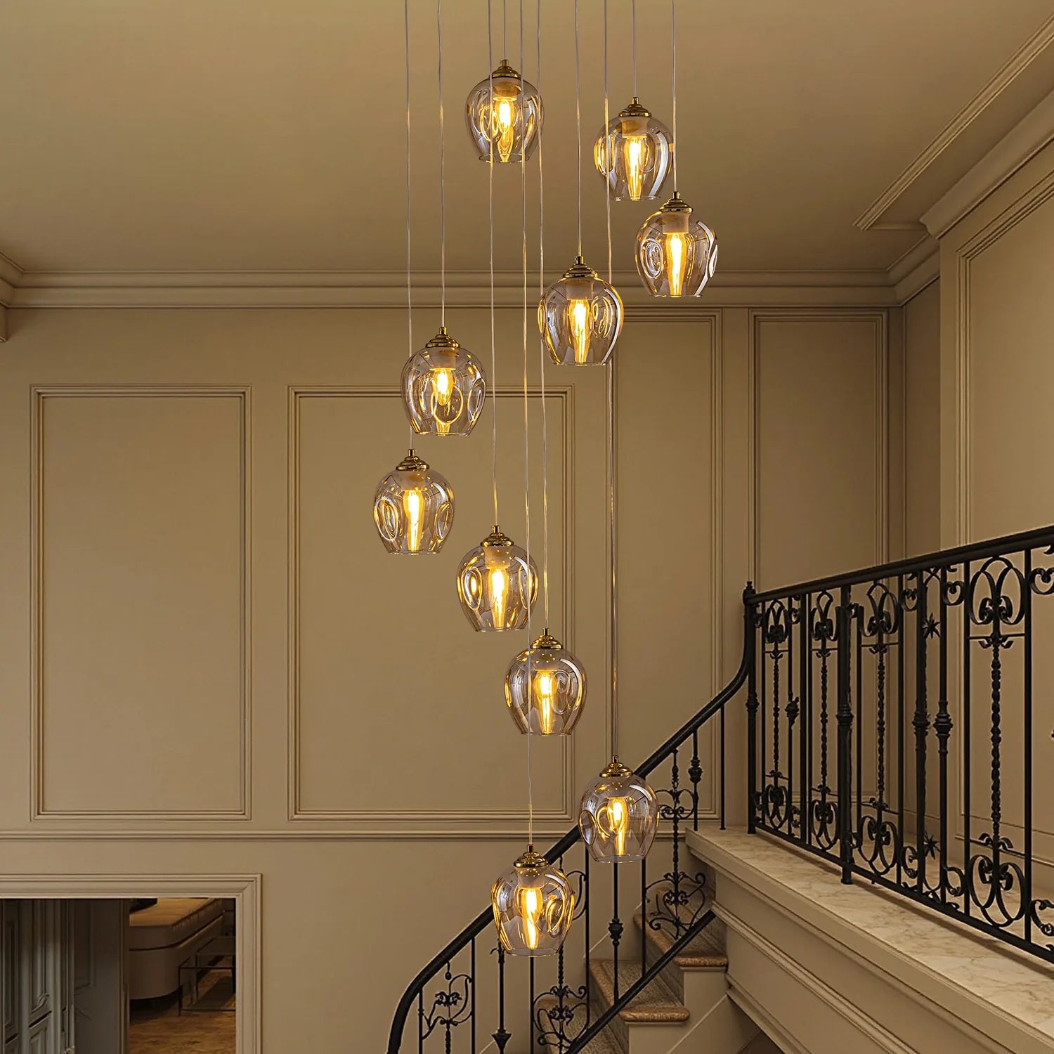 aura-luxury-glass-chandelier-in-foyer-Feyran-lighting