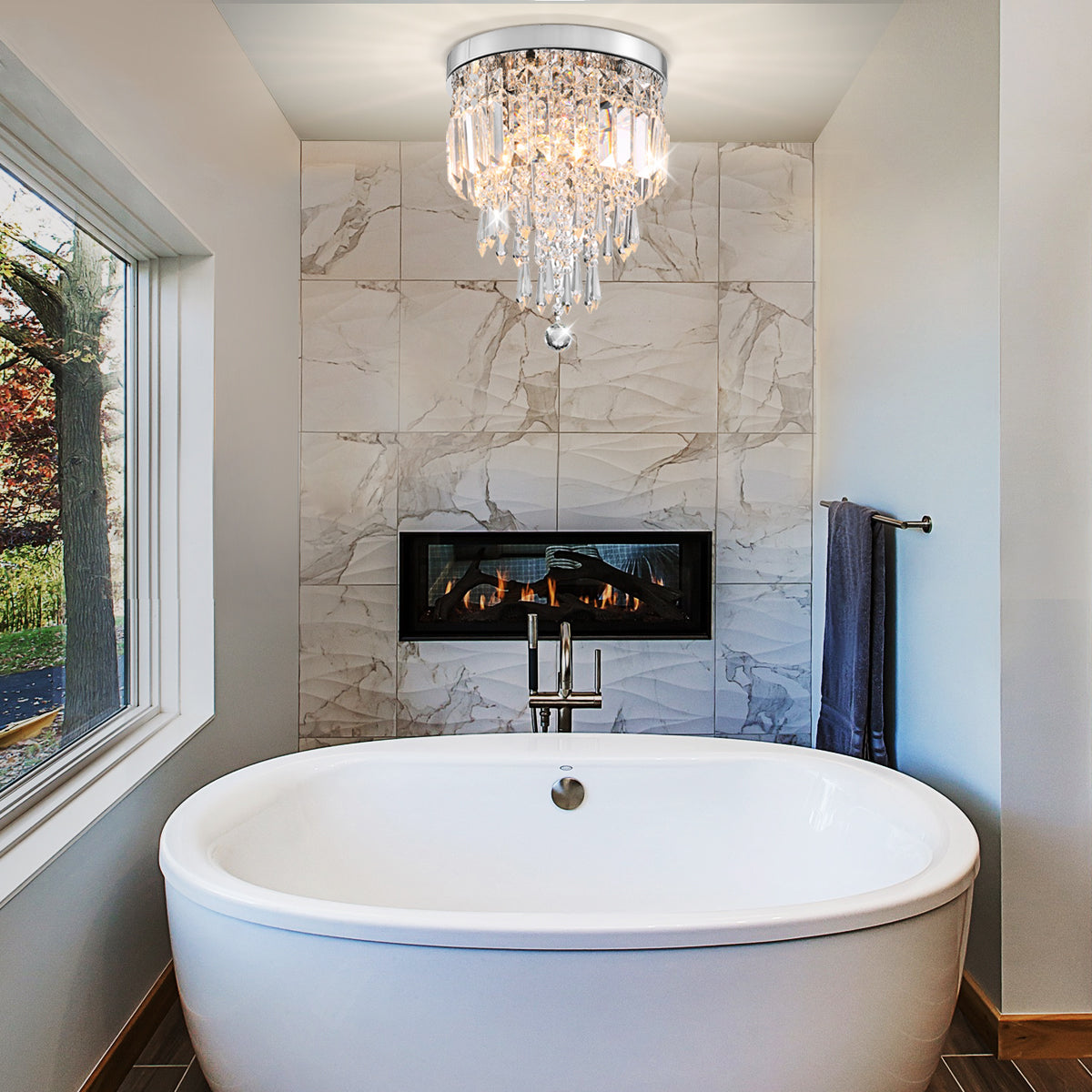 Modern Flush Mount Mini Crystal Chandelier - Ceiling Lights | Feyran
