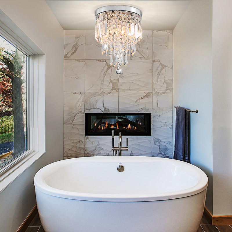 Modern Flush Mount Mini Crystal Chandelier - Ceiling Lights | Feyran