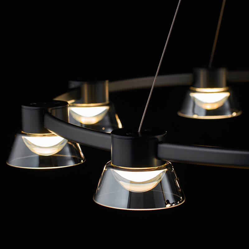 Black Round Chandelier With 9 Led Lamp Bulb-detail-1 | Feyran