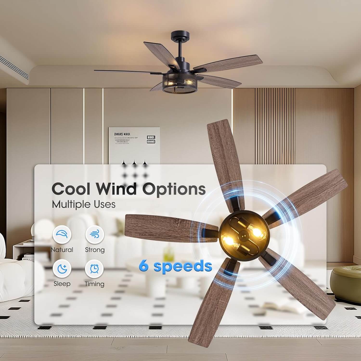 brise-52“-farmhouse-rustic-black-cage-ceiling-fan-with-lights-remote-included-ideal-for-bedroom-living-room-cool-wind-options